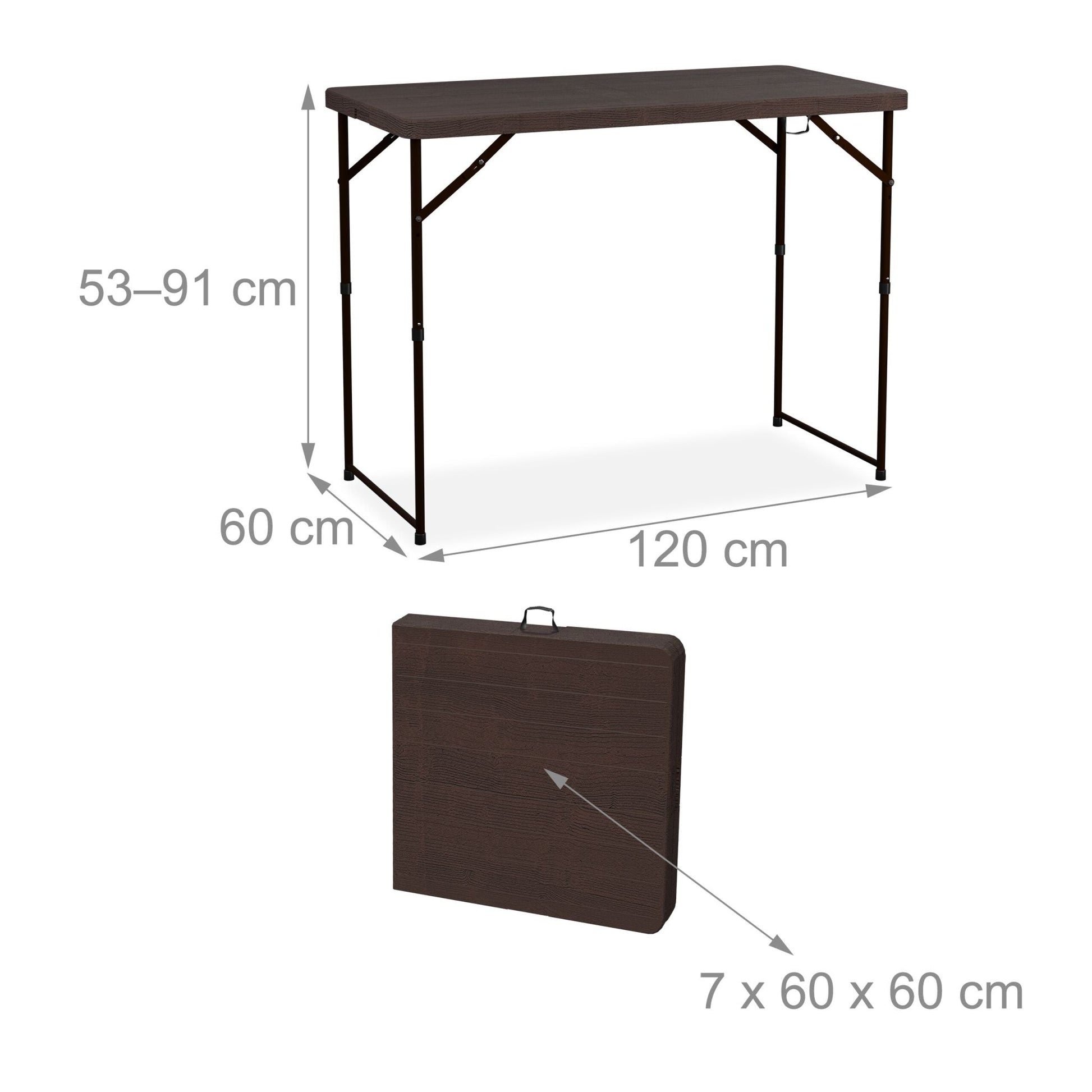 Gartentisch klappbar höhenverstellbar Braun von guteszeug.ch