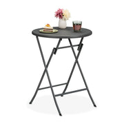 Runder Gartentisch in Rattan-Optik Grau von Relaxdays