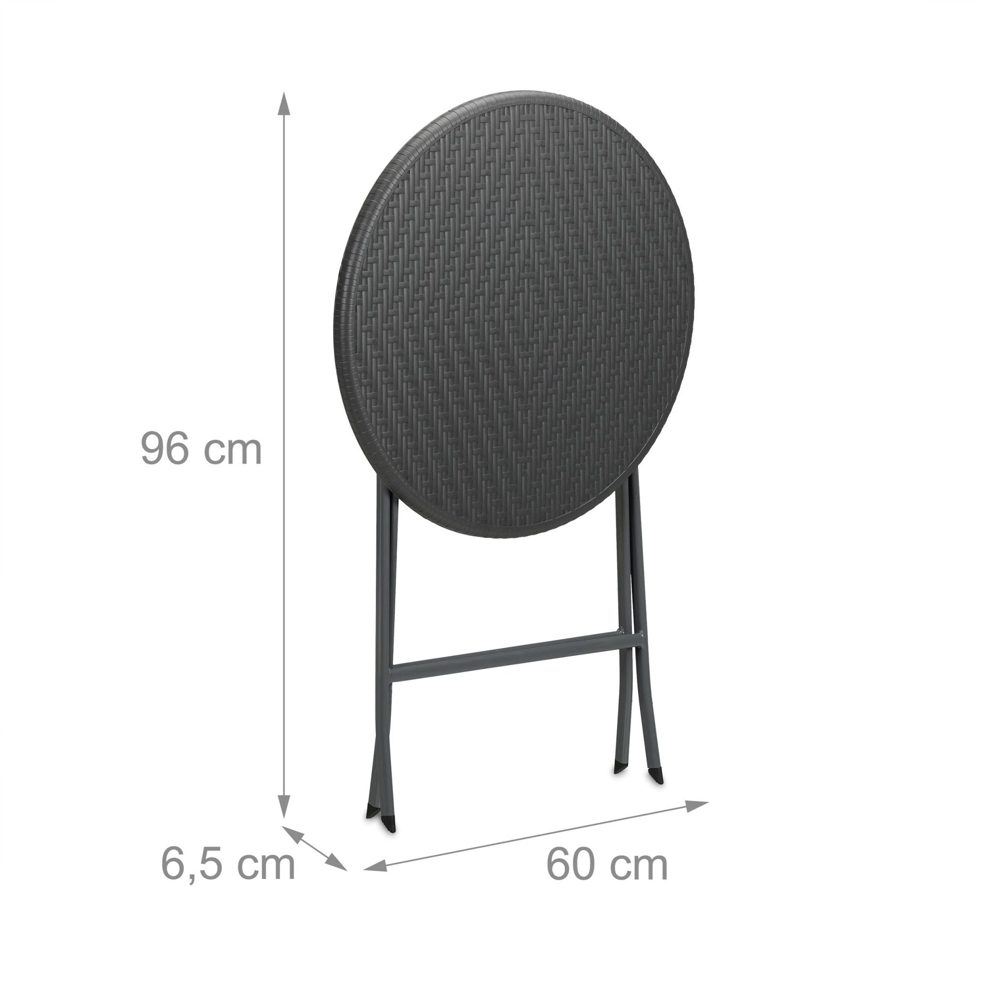 Runder Gartentisch in Rattan-Optik Grau von Relaxdays