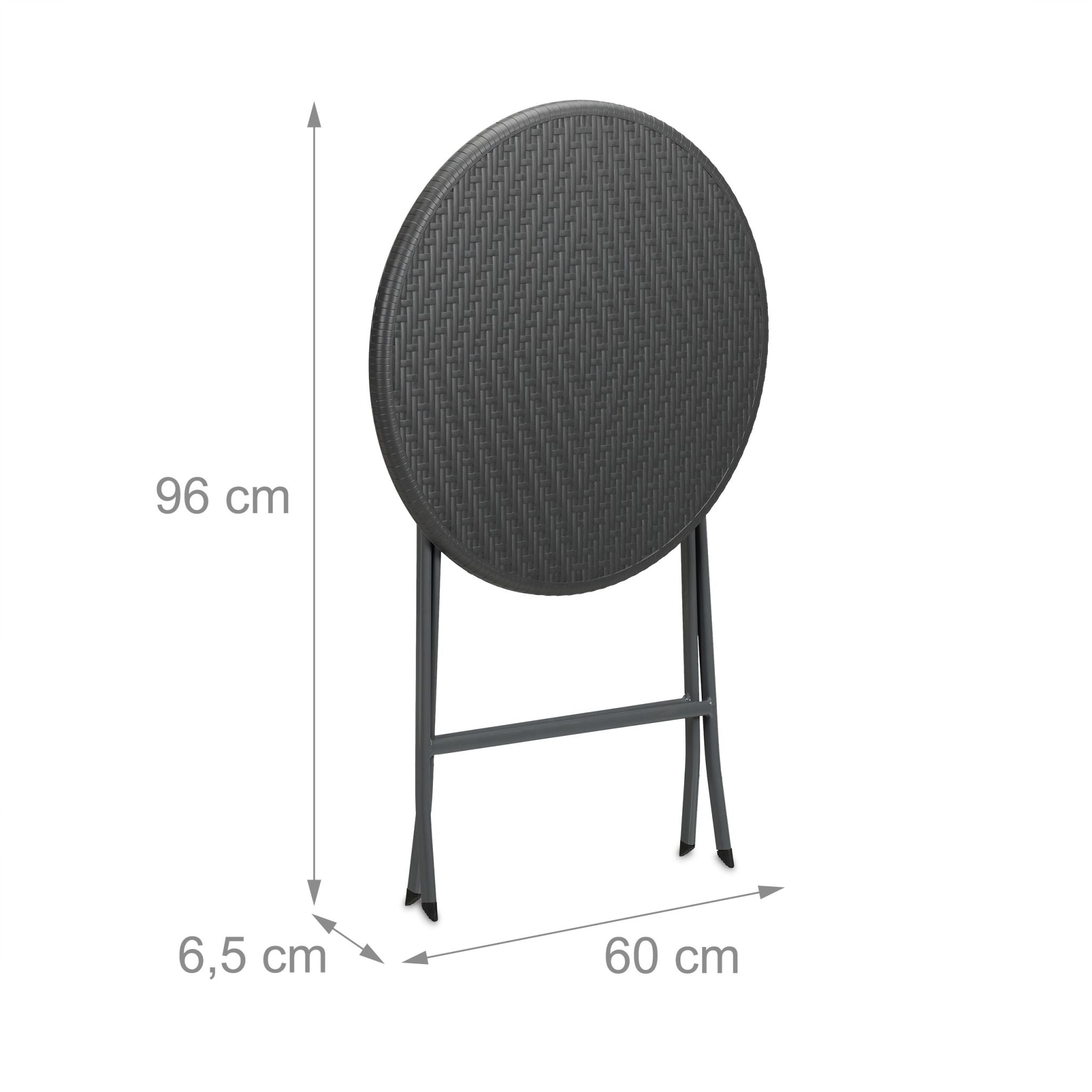 Runder Gartentisch in Rattan-Optik Grau von Relaxdays