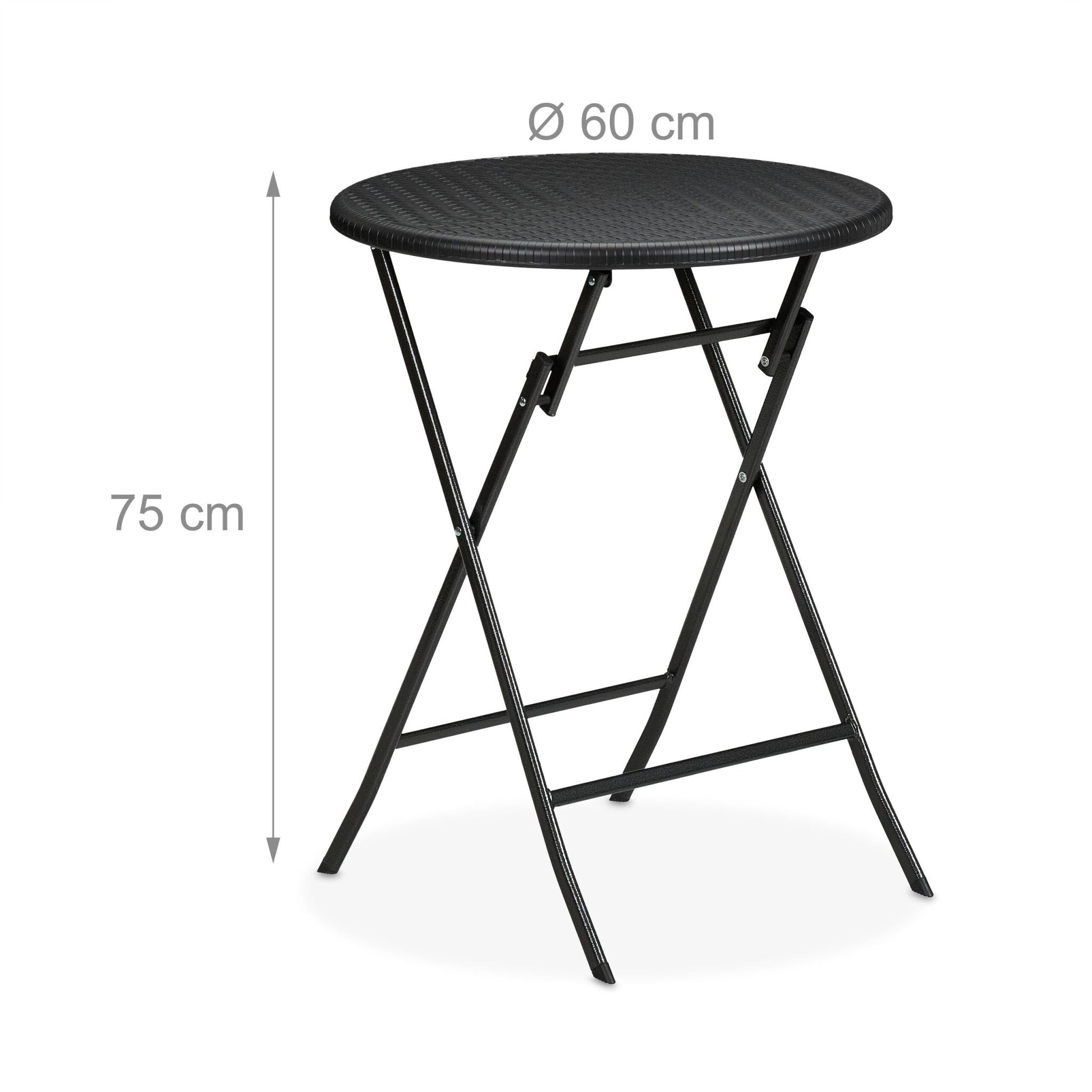 Runder Gartentisch in Rattan-Optik Schwarz von Relaxdays