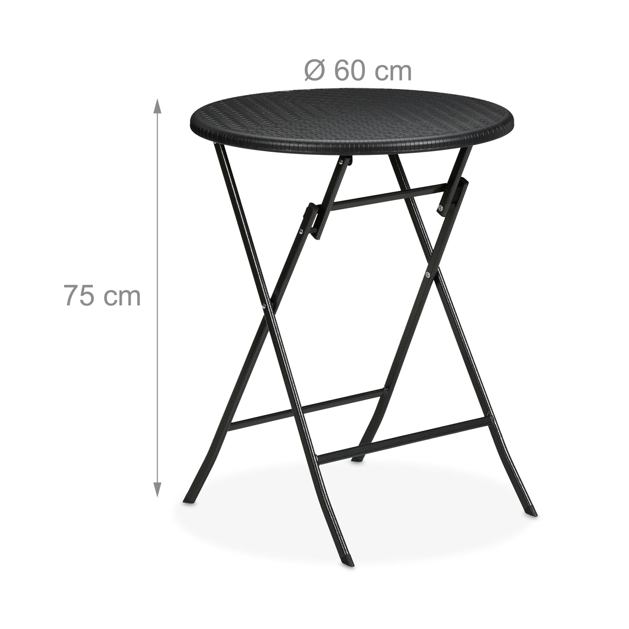 Runder Gartentisch in Rattan-Optik Schwarz von Relaxdays