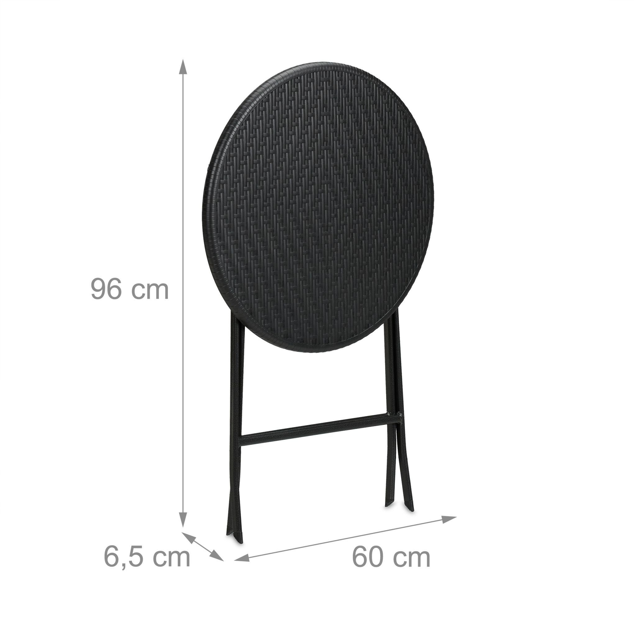 Runder Gartentisch in Rattan-Optik Schwarz von Relaxdays