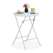 Runder Gartentisch in Rattan-Optik Weiss von Relaxdays