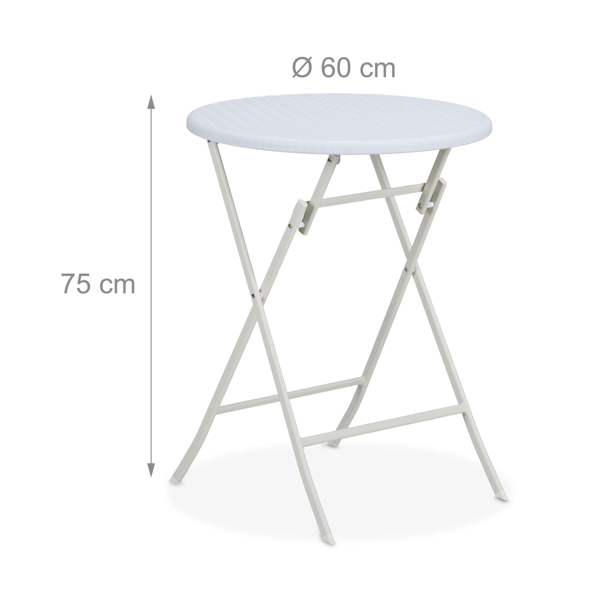 Runder Gartentisch in Rattan-Optik Weiss von Relaxdays