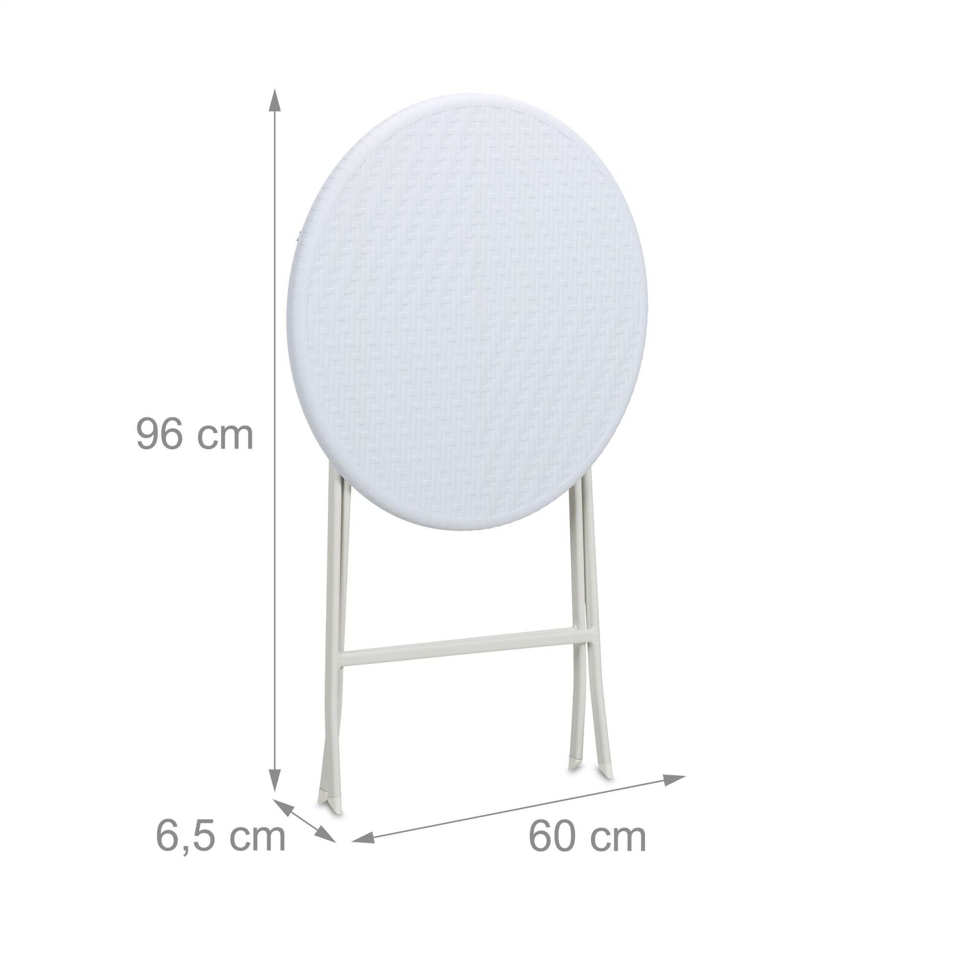 Runder Gartentisch in Rattan-Optik Weiss von Relaxdays