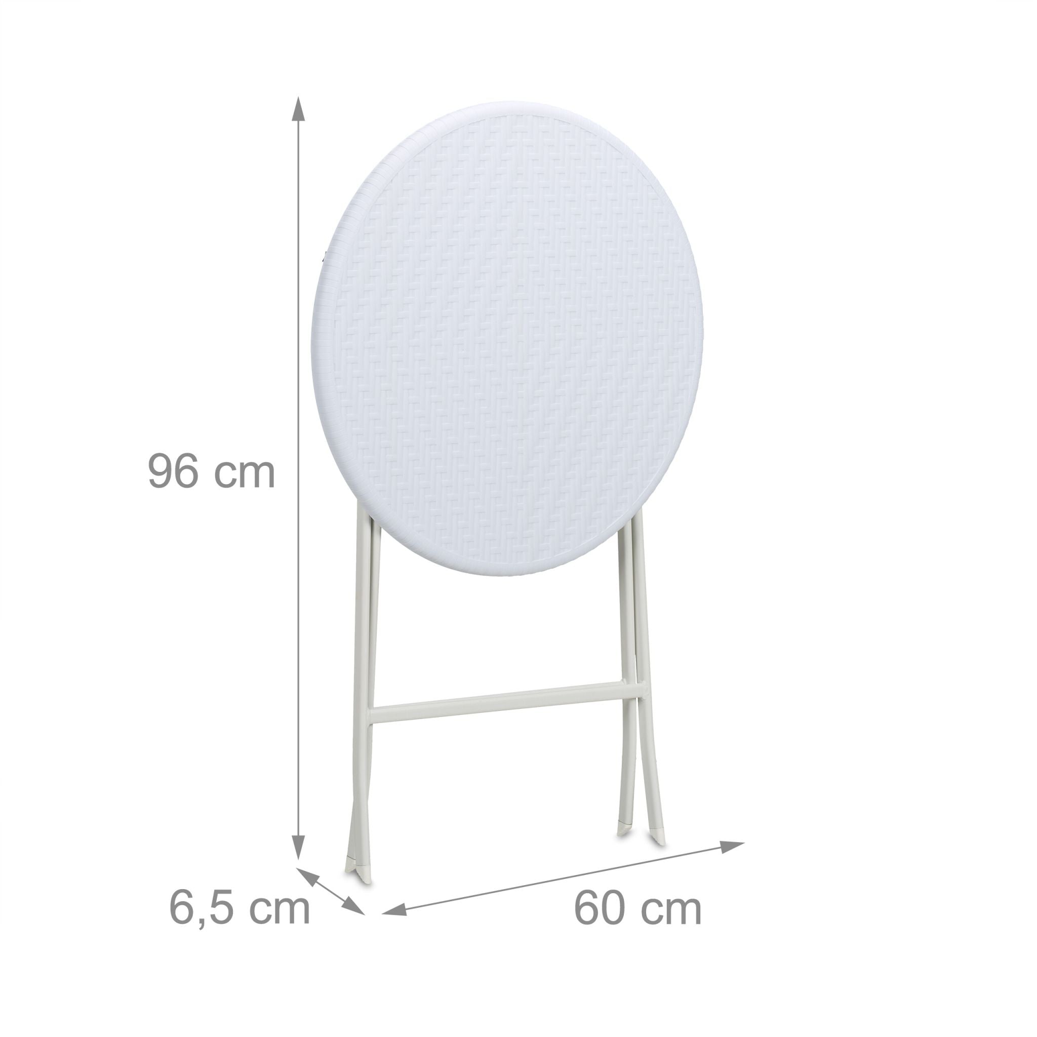 Runder Gartentisch in Rattan-Optik Weiss von Relaxdays