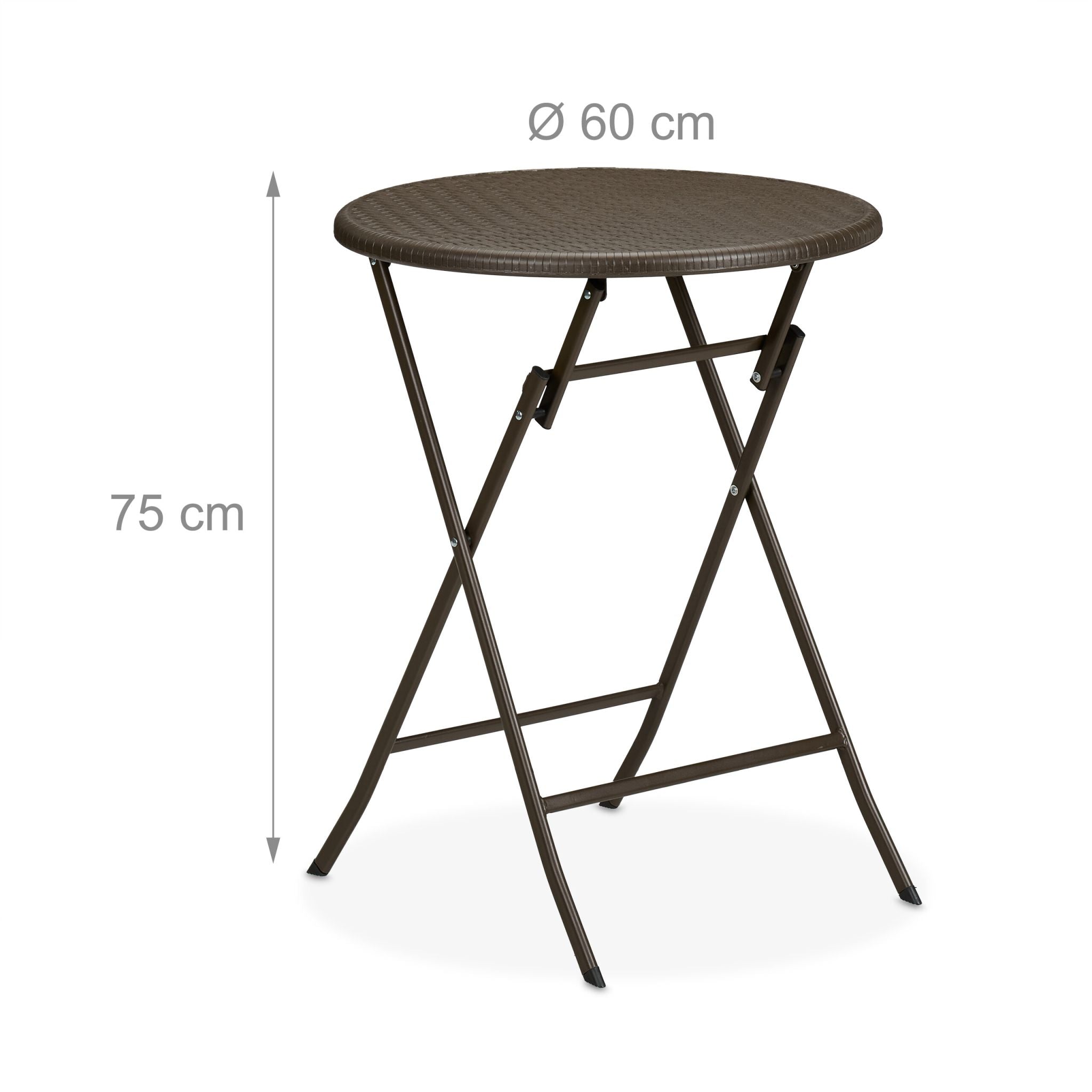 Runder Gartentisch in Rattan-Optik Braun von Relaxdays