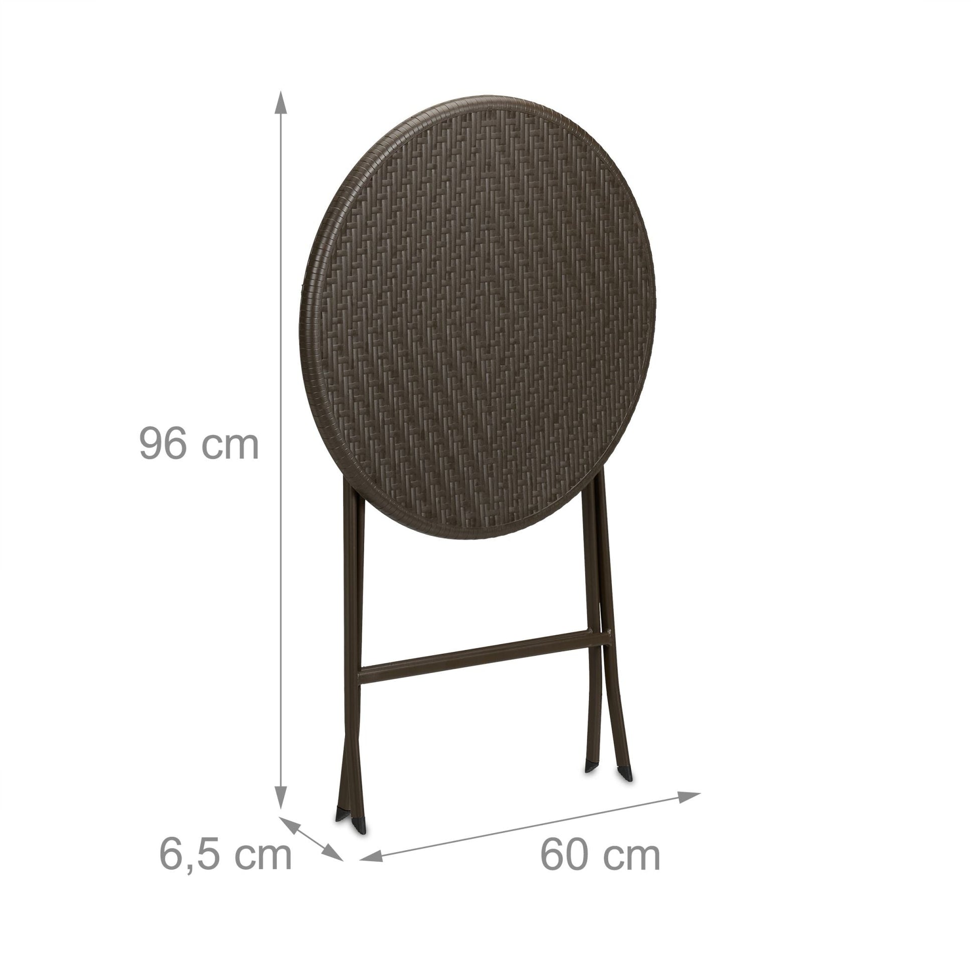 Runder Gartentisch in Rattan-Optik Braun von Relaxdays