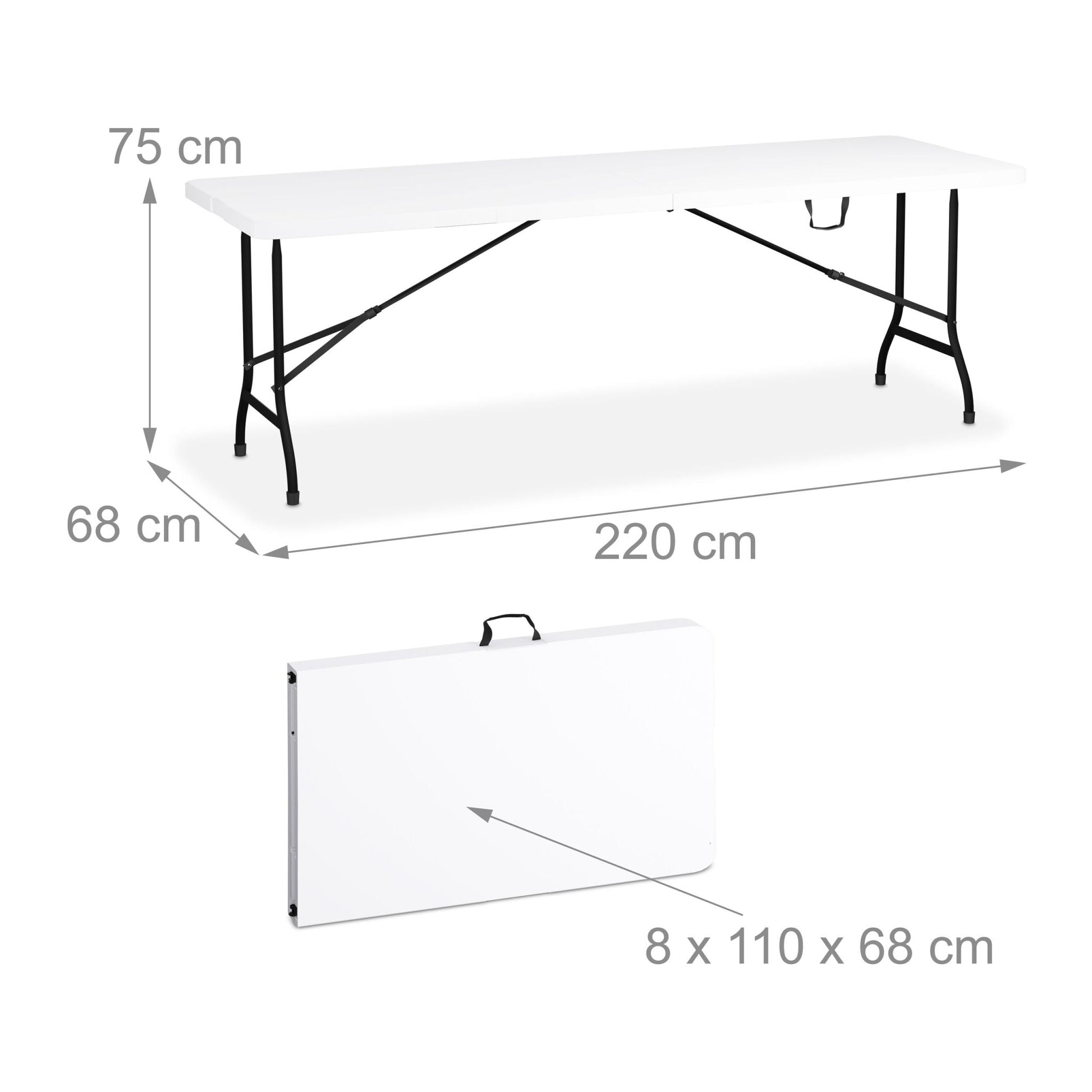 Klappbarer Gartentisch Weiss-Schwarz von Relaxdays