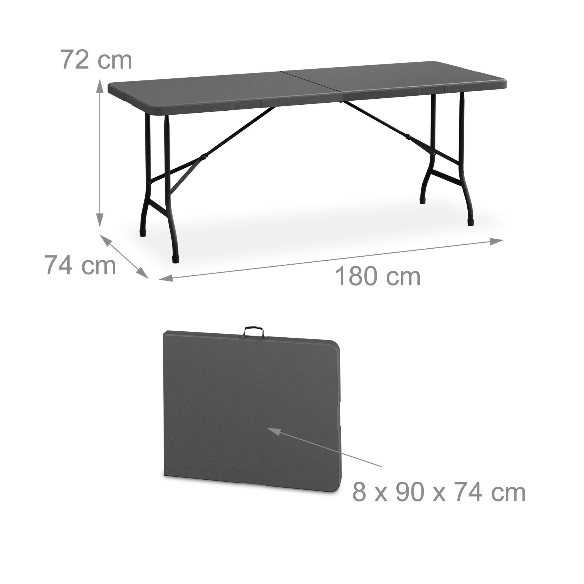 Gartentisch klappbar Anthrazit-Grau von Relaxdays