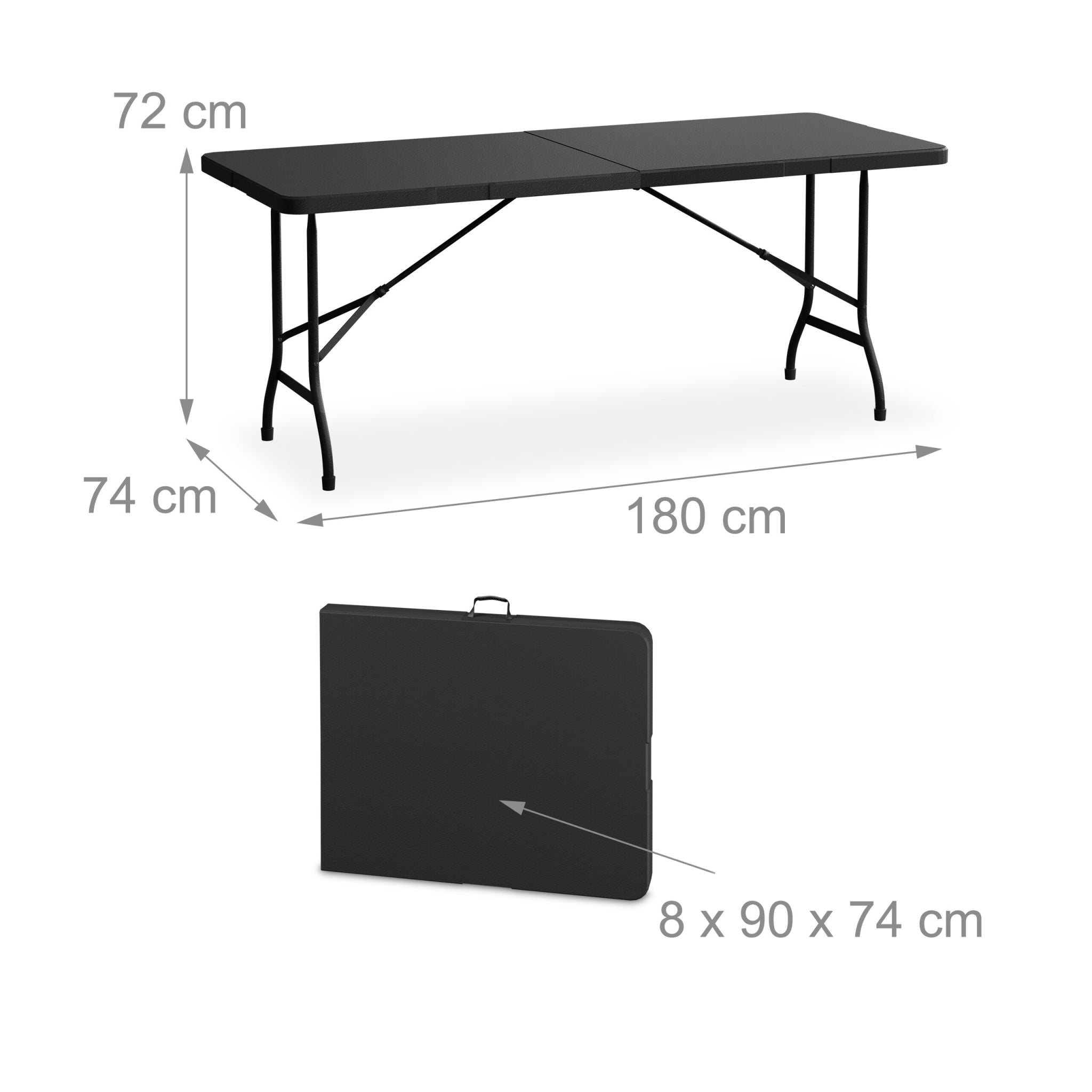 Gartentisch klappbar Anthrazit-Schwarz von Relaxdays