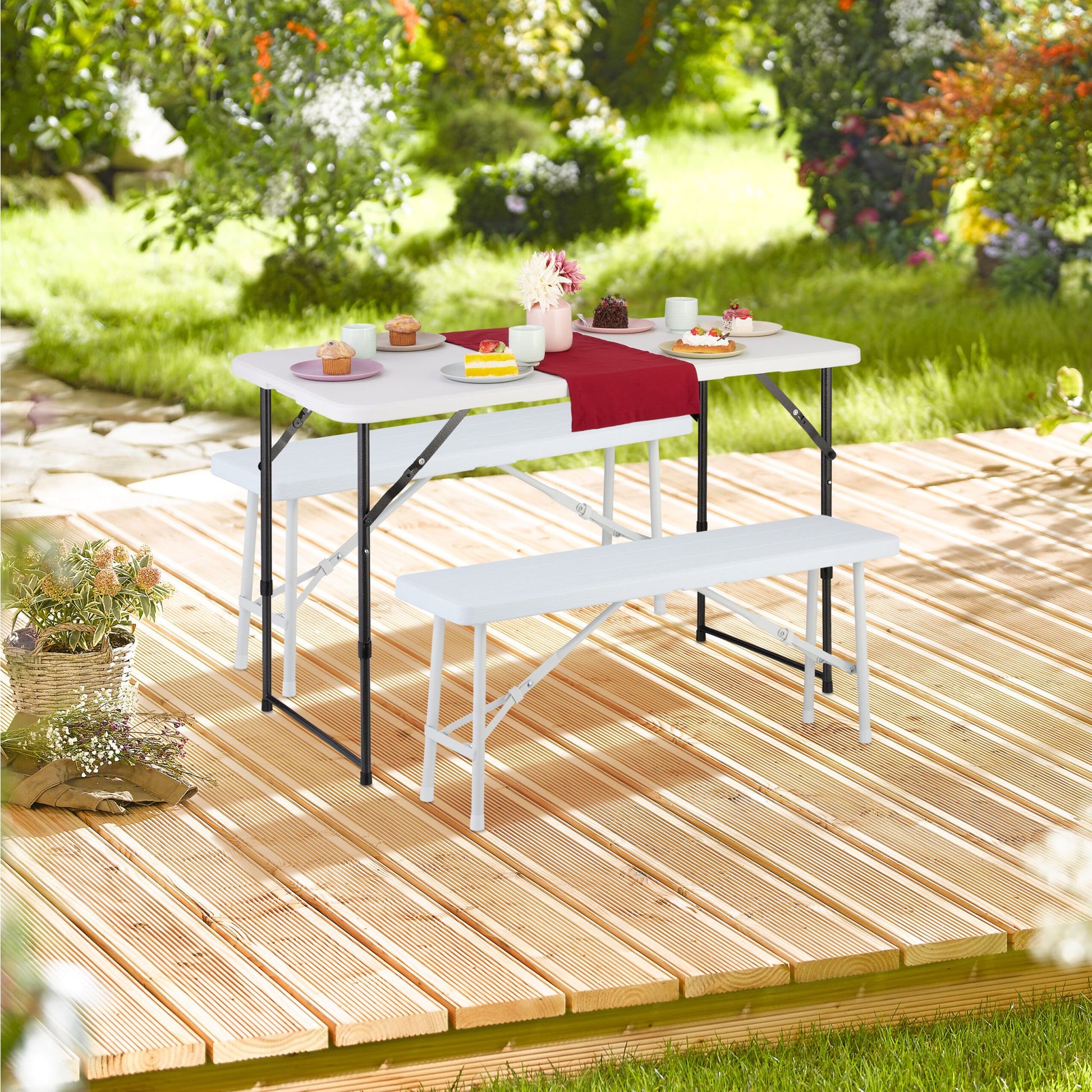 Campingtisch klappbar Weiss-Schwarz von Relaxdays