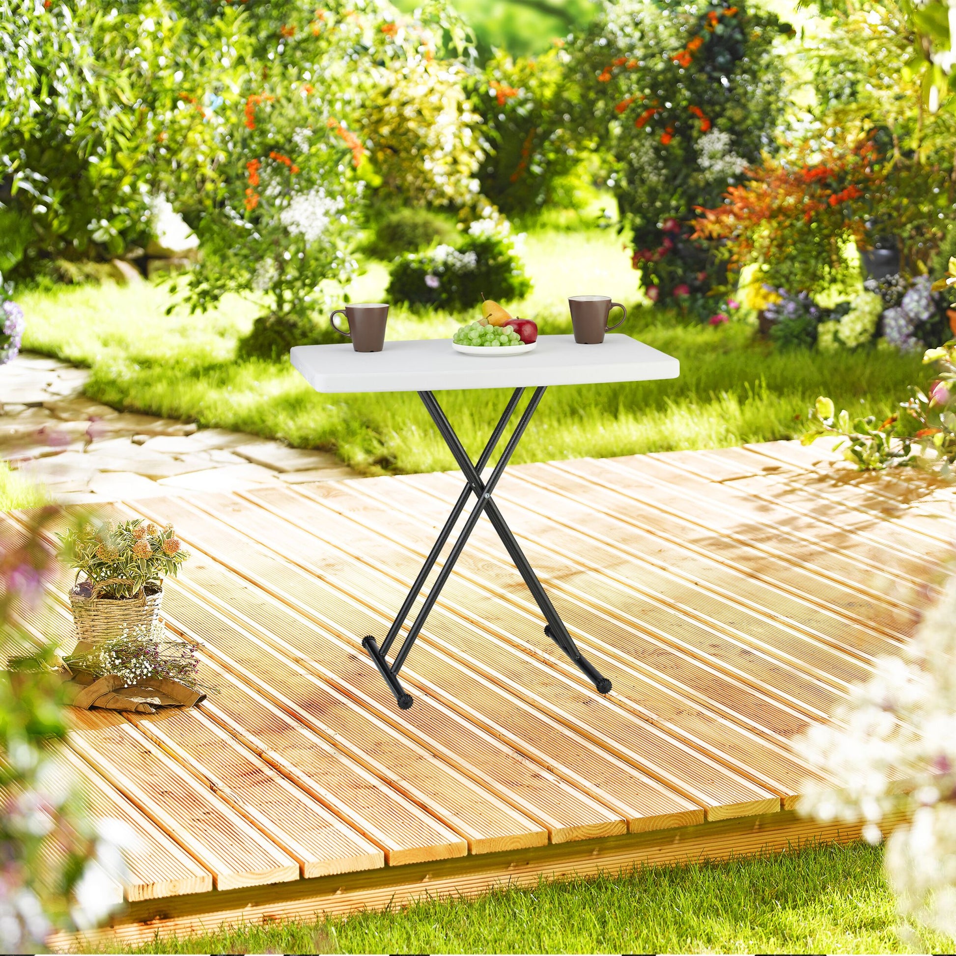 Campingtisch klappbar Weiss-Schwarz von Relaxdays