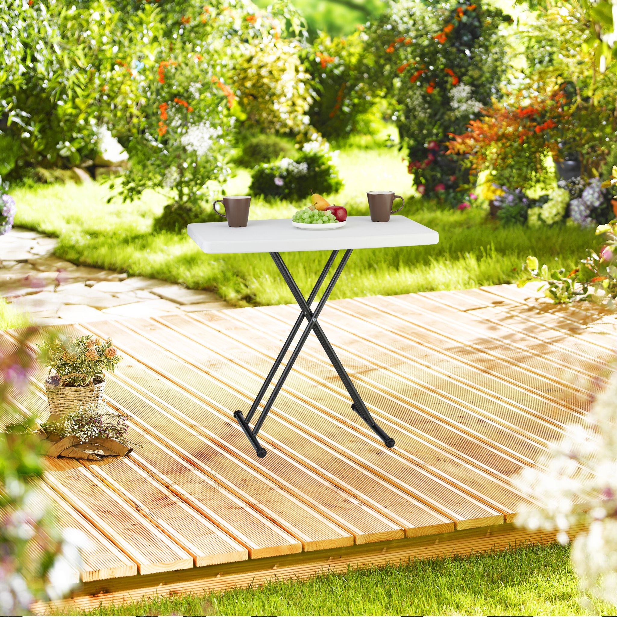 Campingtisch klappbar Weiss-Schwarz von Relaxdays