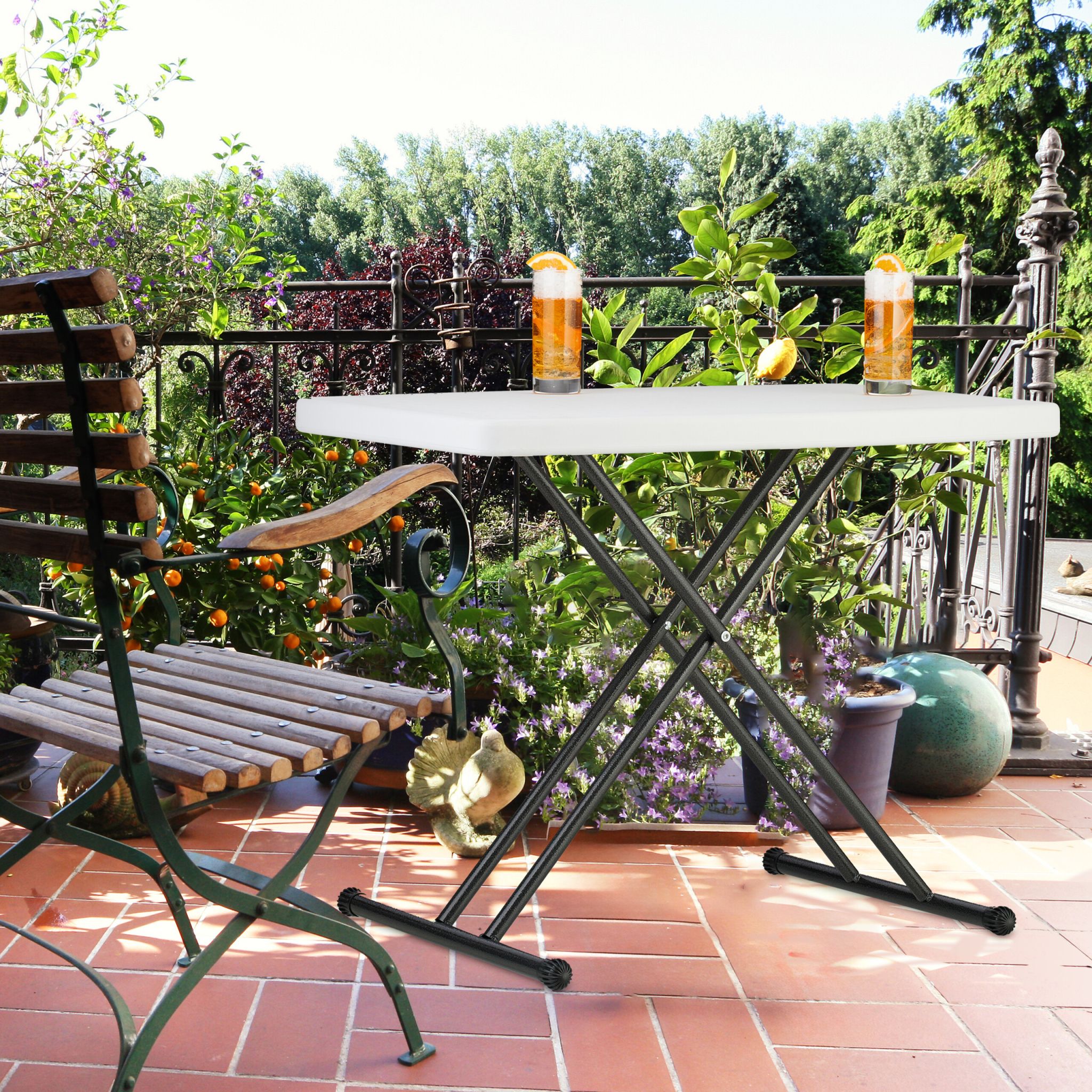 Campingtisch klappbar Weiss-Schwarz von Relaxdays