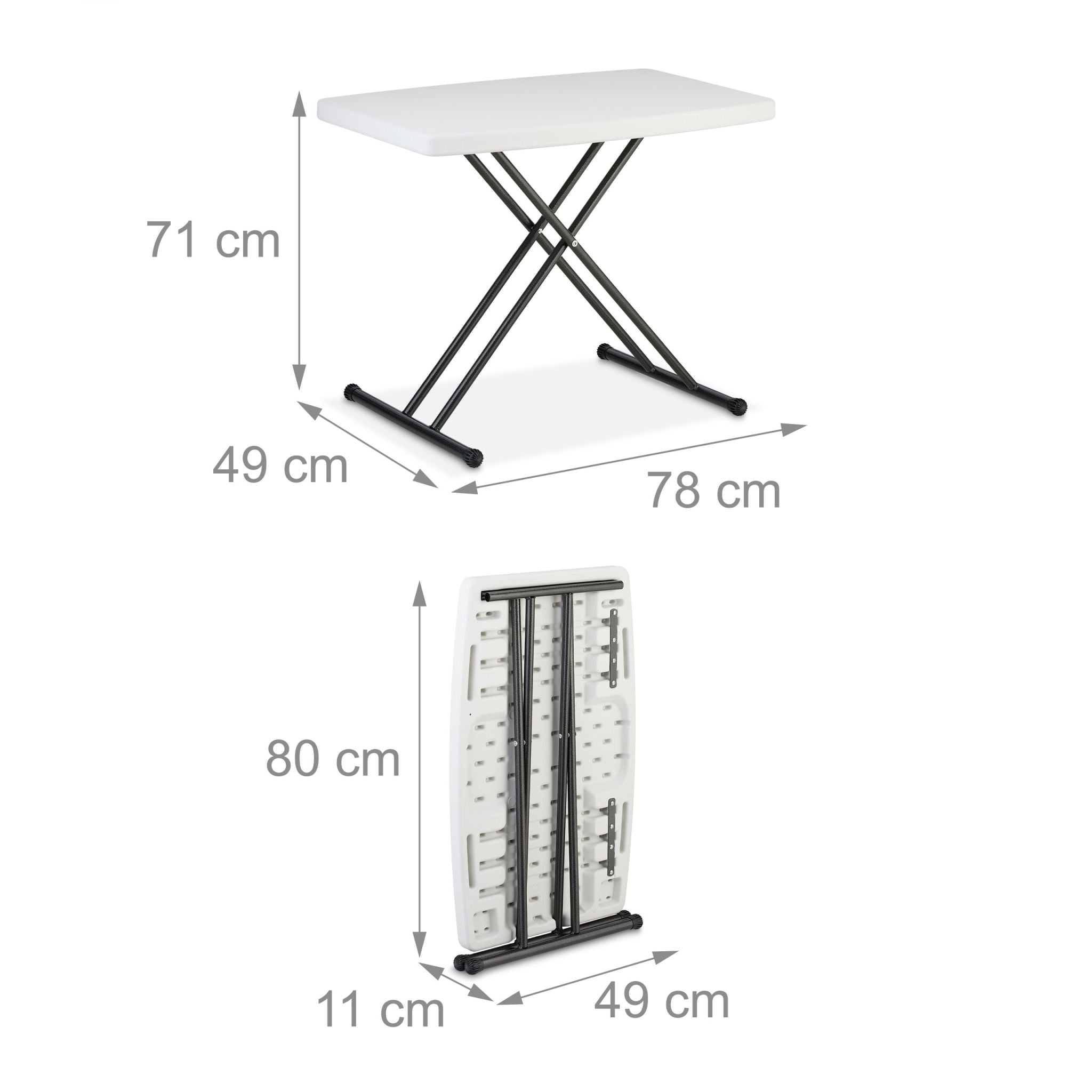 Campingtisch klappbar Weiss-Schwarz von Relaxdays