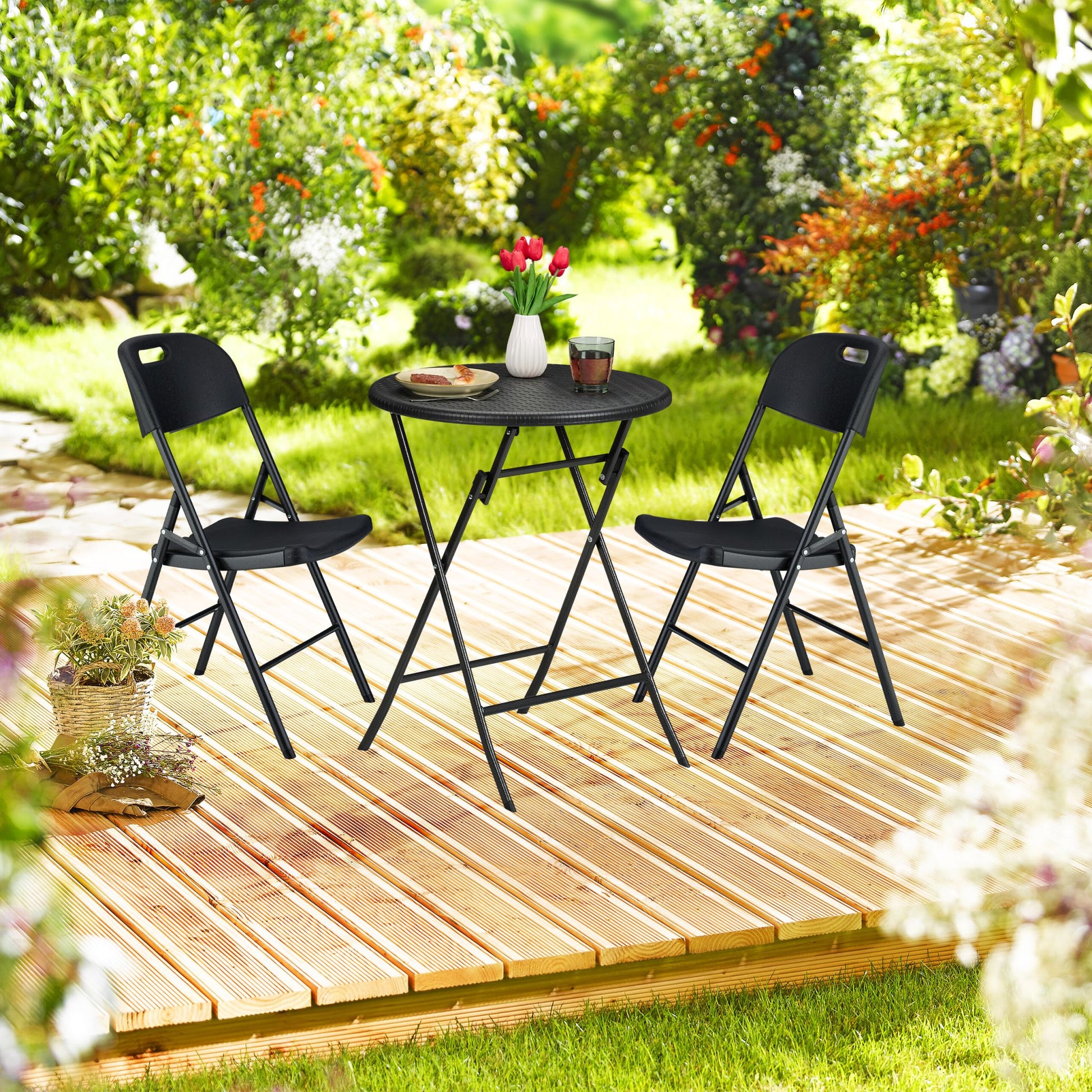 Klappstuhl für Garten 2er-Set Schwarz von Relaxdays