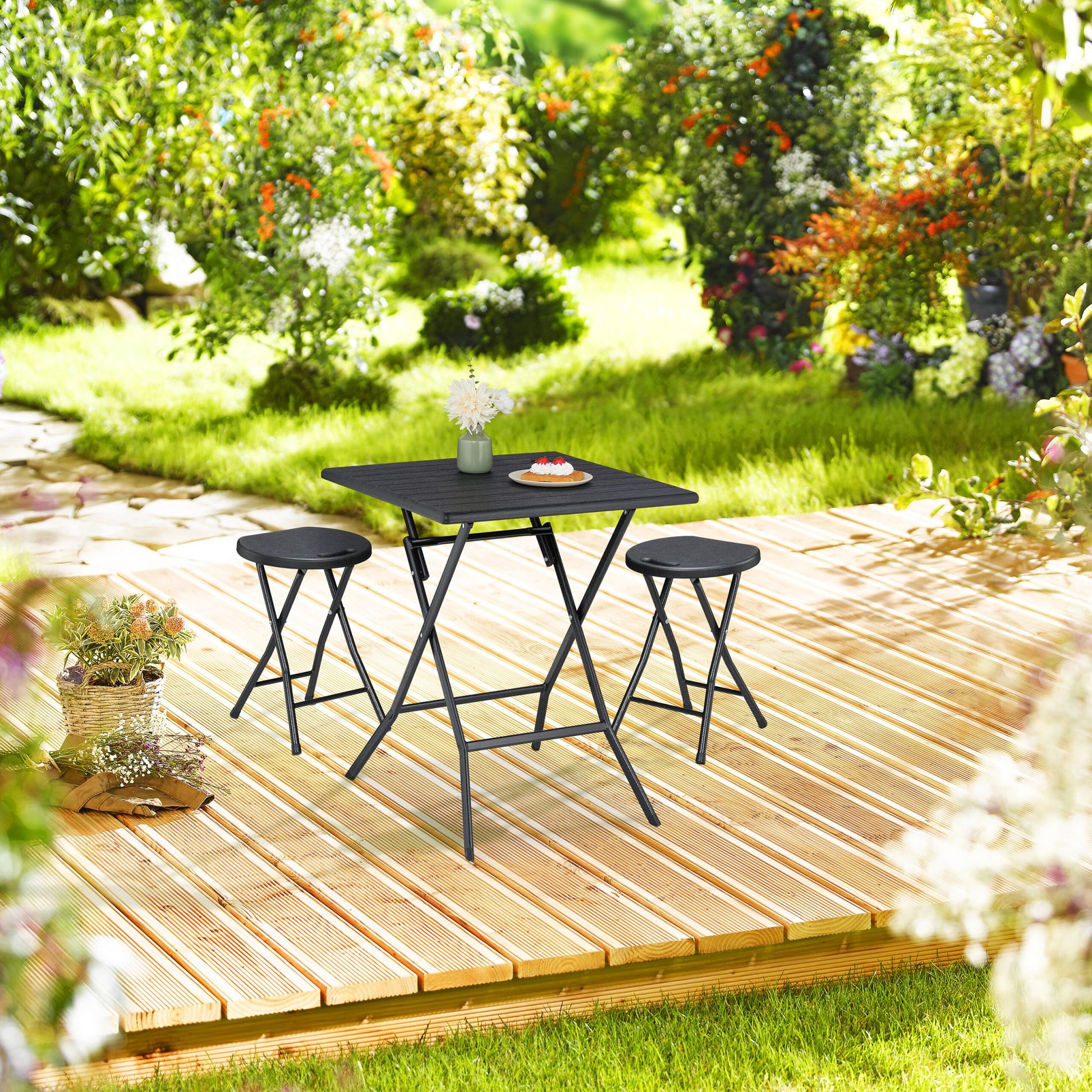 Klapphocker 2er-Set Schwarz von Relaxdays