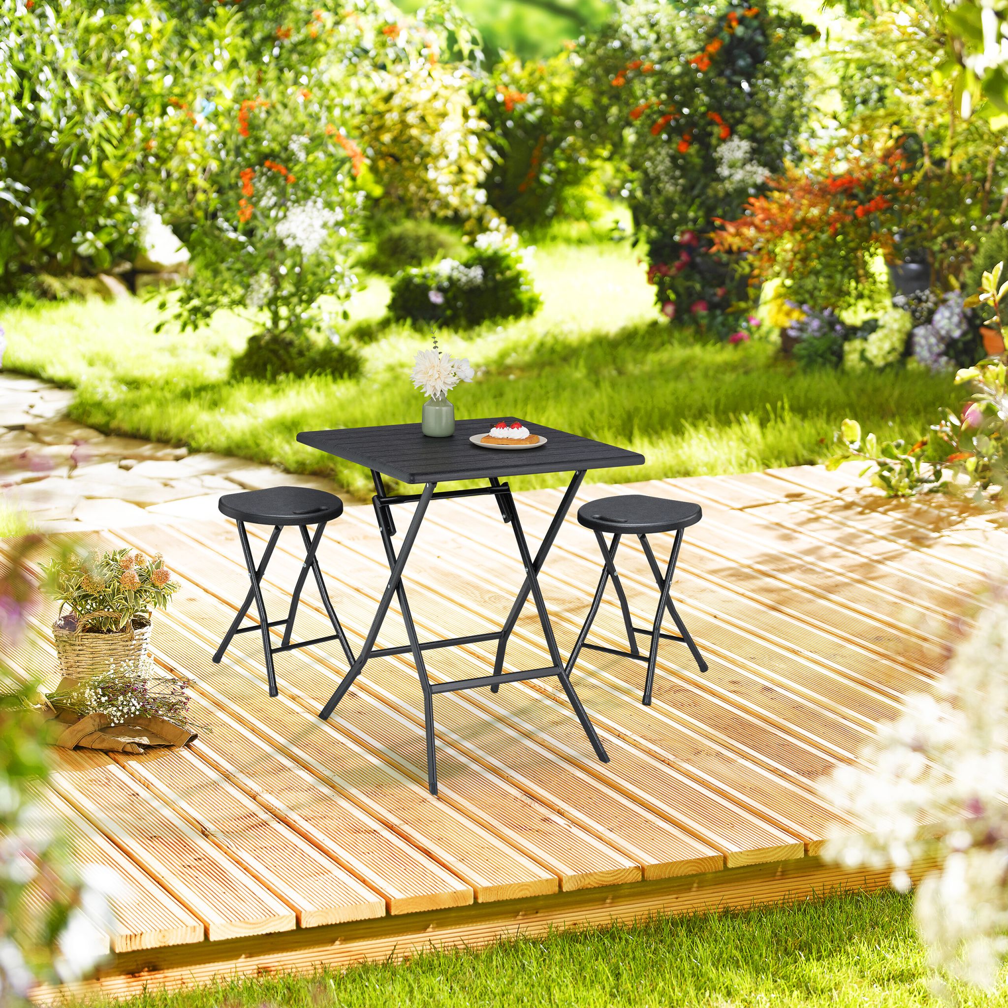 Klapphocker 2er-Set Schwarz von Relaxdays