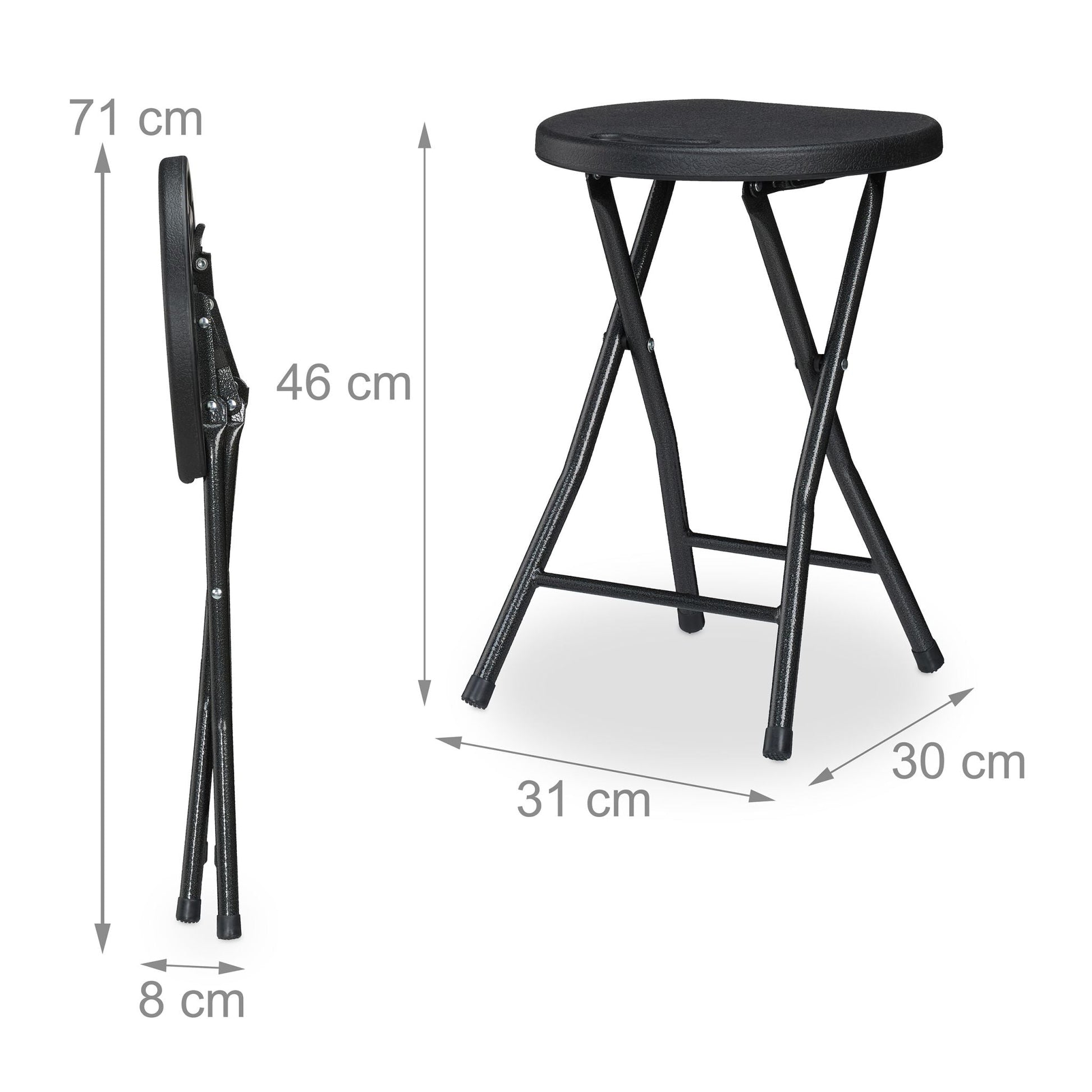 Klapphocker 2er-Set Schwarz von Relaxdays