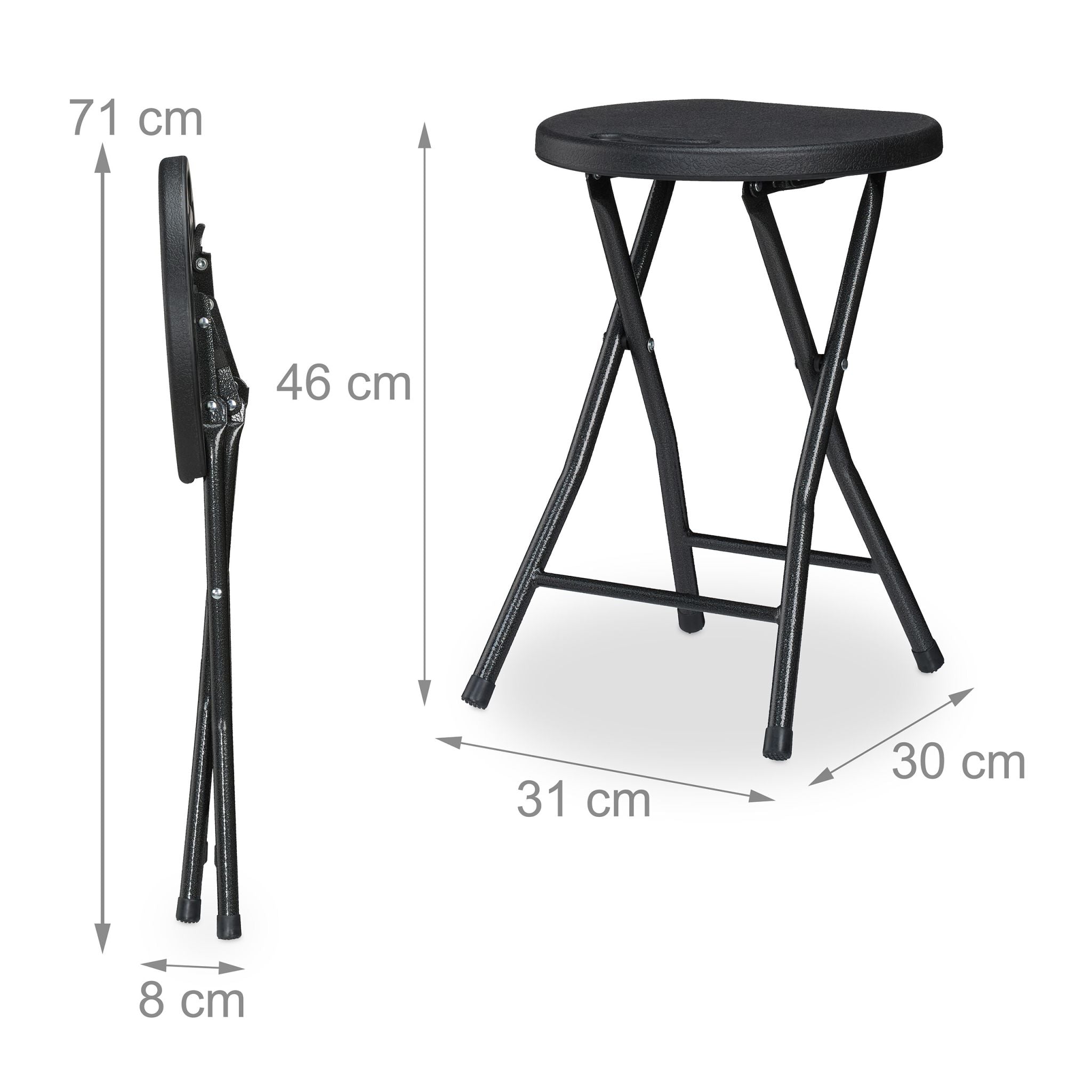 Klapphocker 2er-Set Schwarz von Relaxdays