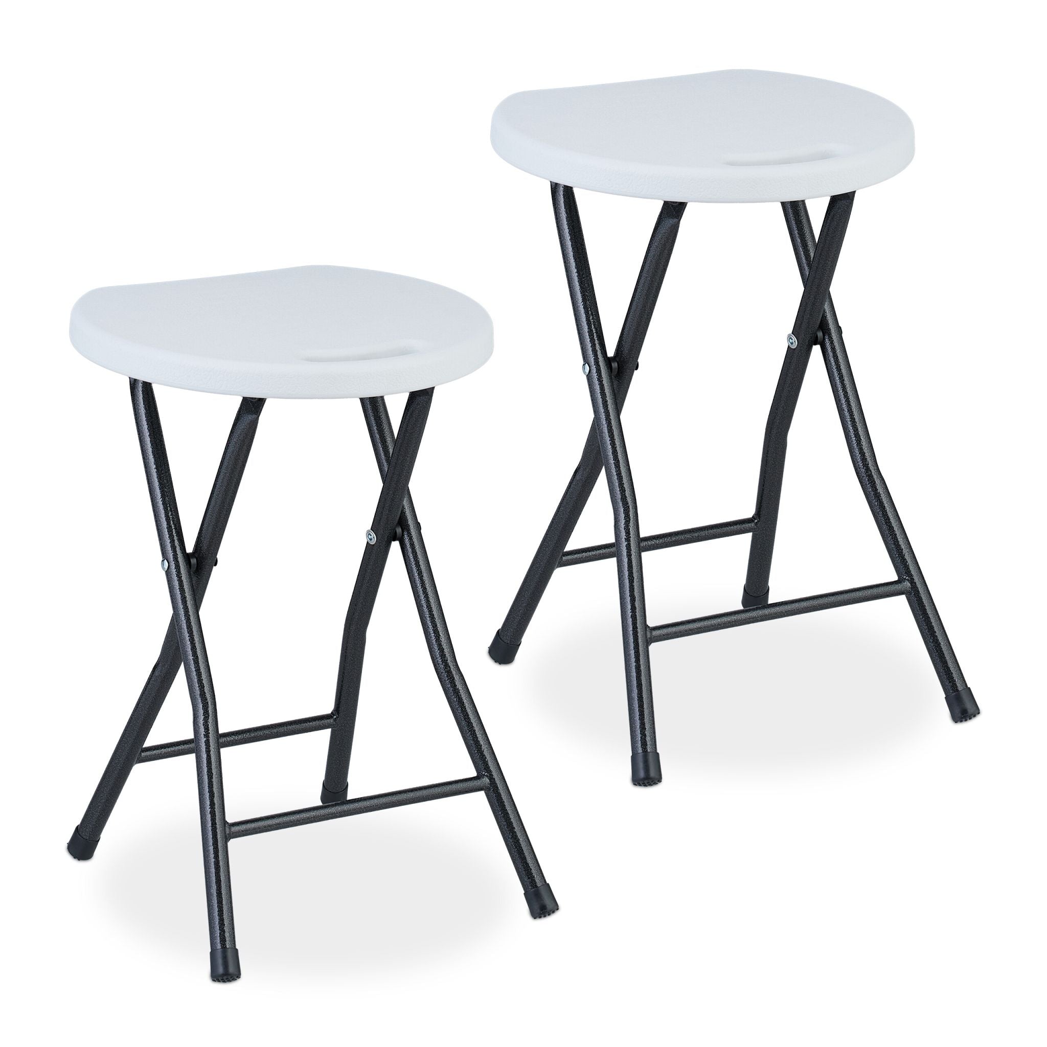 Klapphocker 2er-Set Weiss-Schwarz von Relaxdays