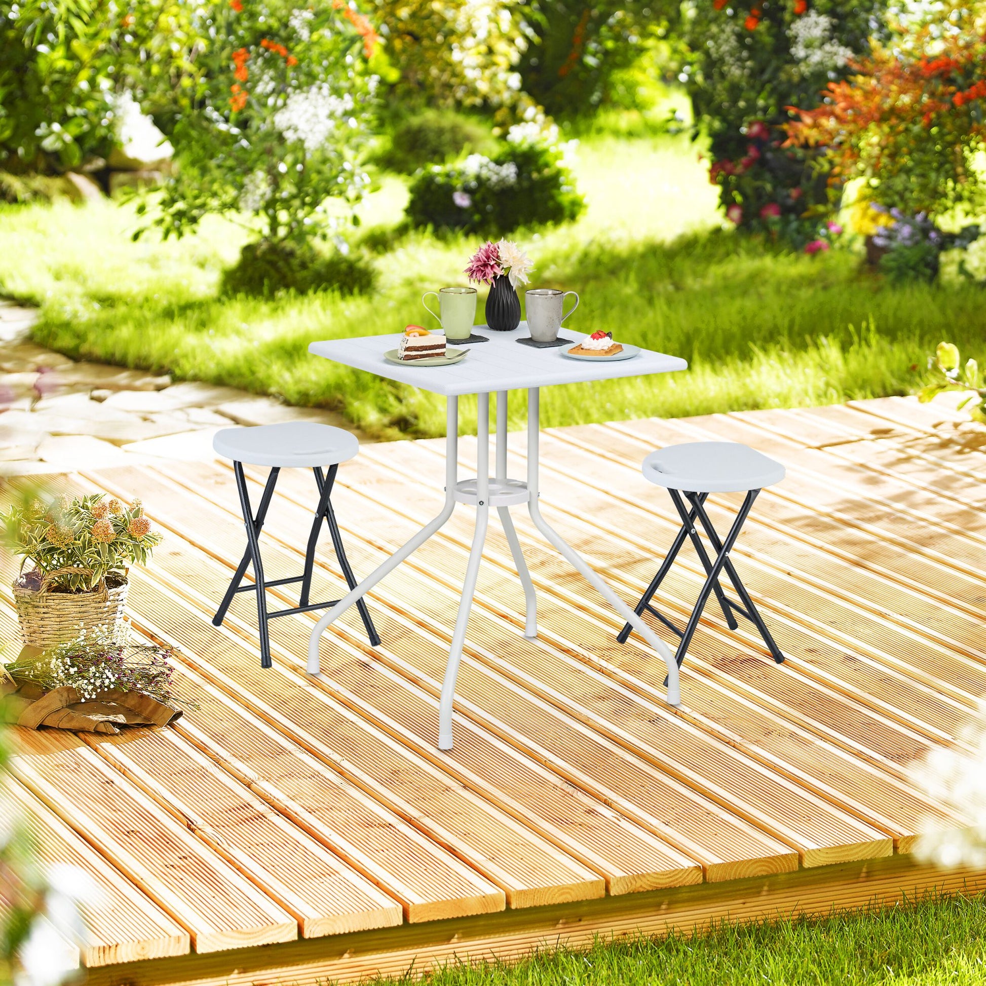 Klapphocker 2er-Set Weiss-Schwarz von Relaxdays