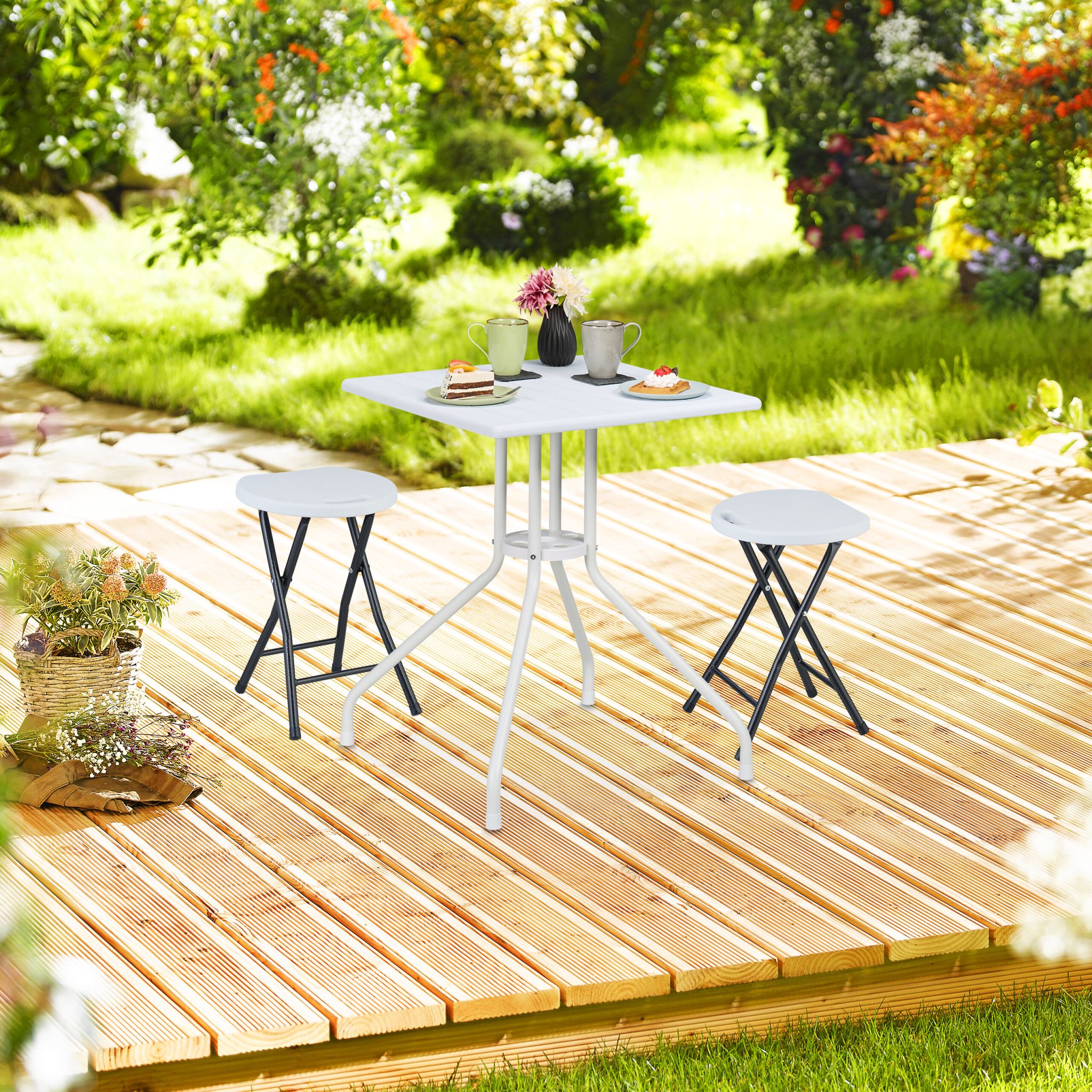 Klapphocker 2er-Set Weiss-Schwarz von Relaxdays