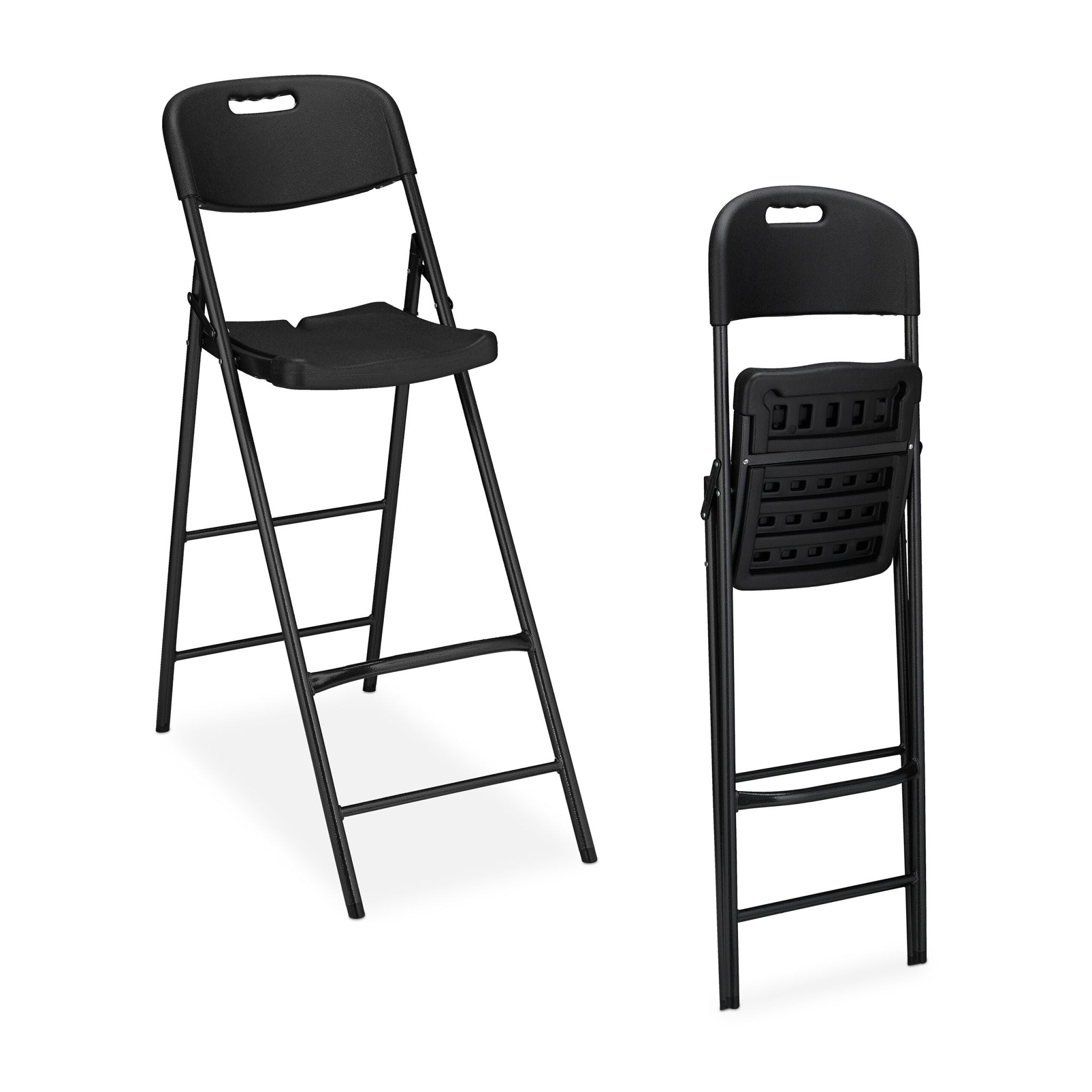 Klappbare Barhocker 2er-Set Schwarz von Relaxdays