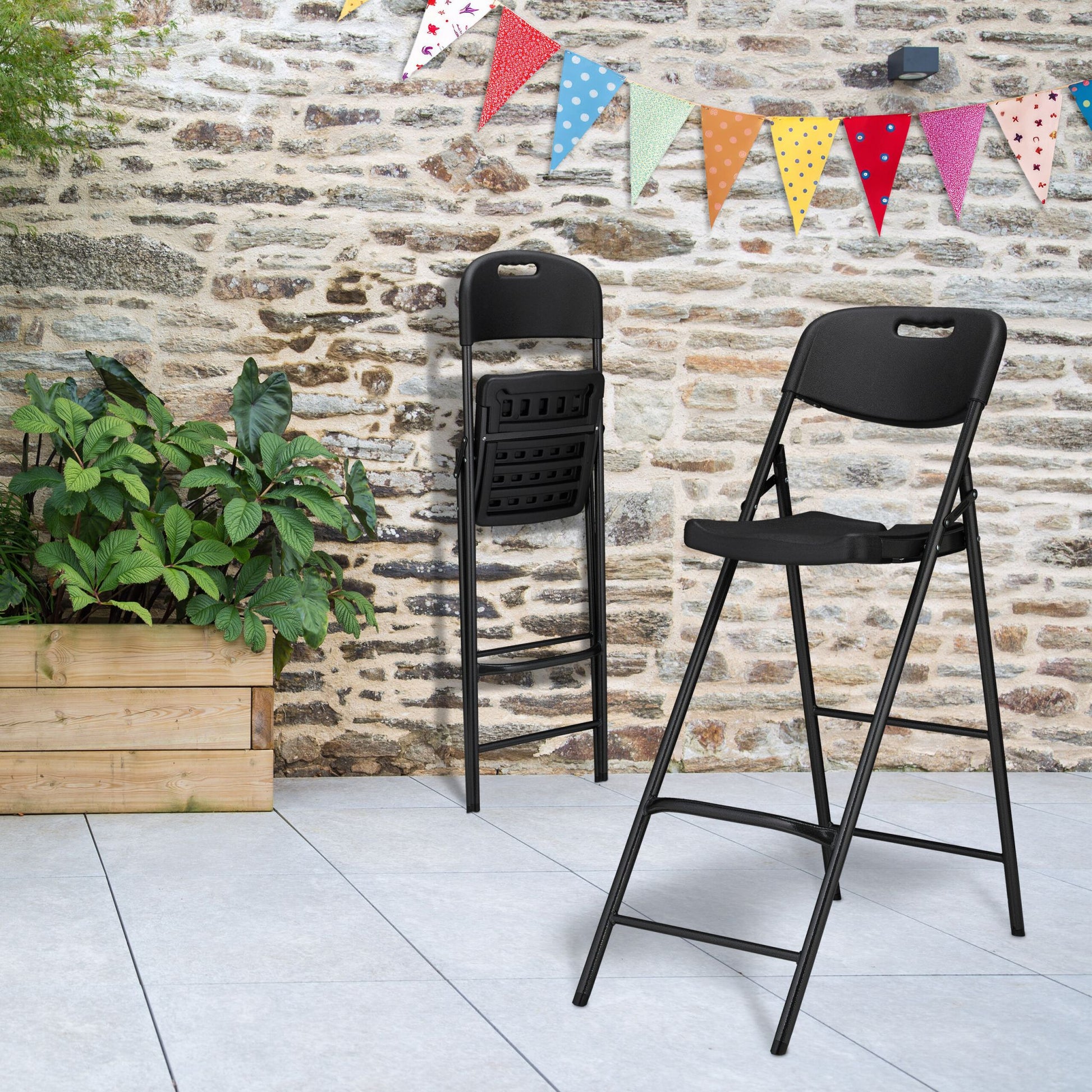 Klappbare Barhocker 2er-Set Schwarz von Relaxdays