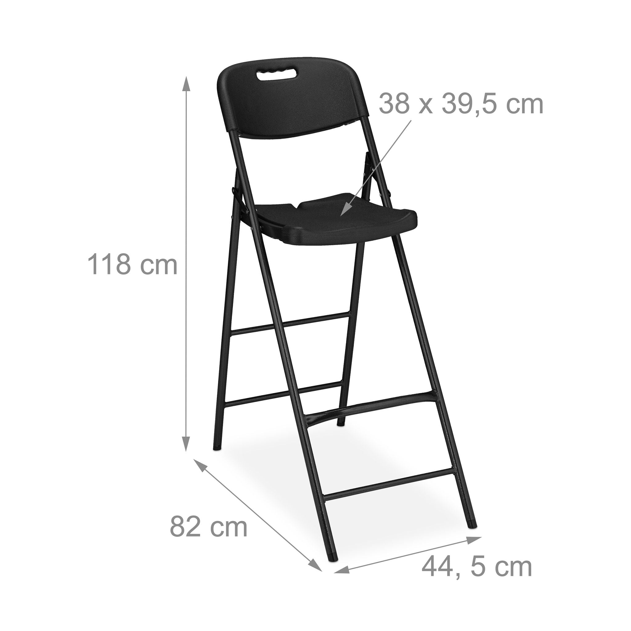 Klappbare Barhocker 2er-Set Schwarz von Relaxdays