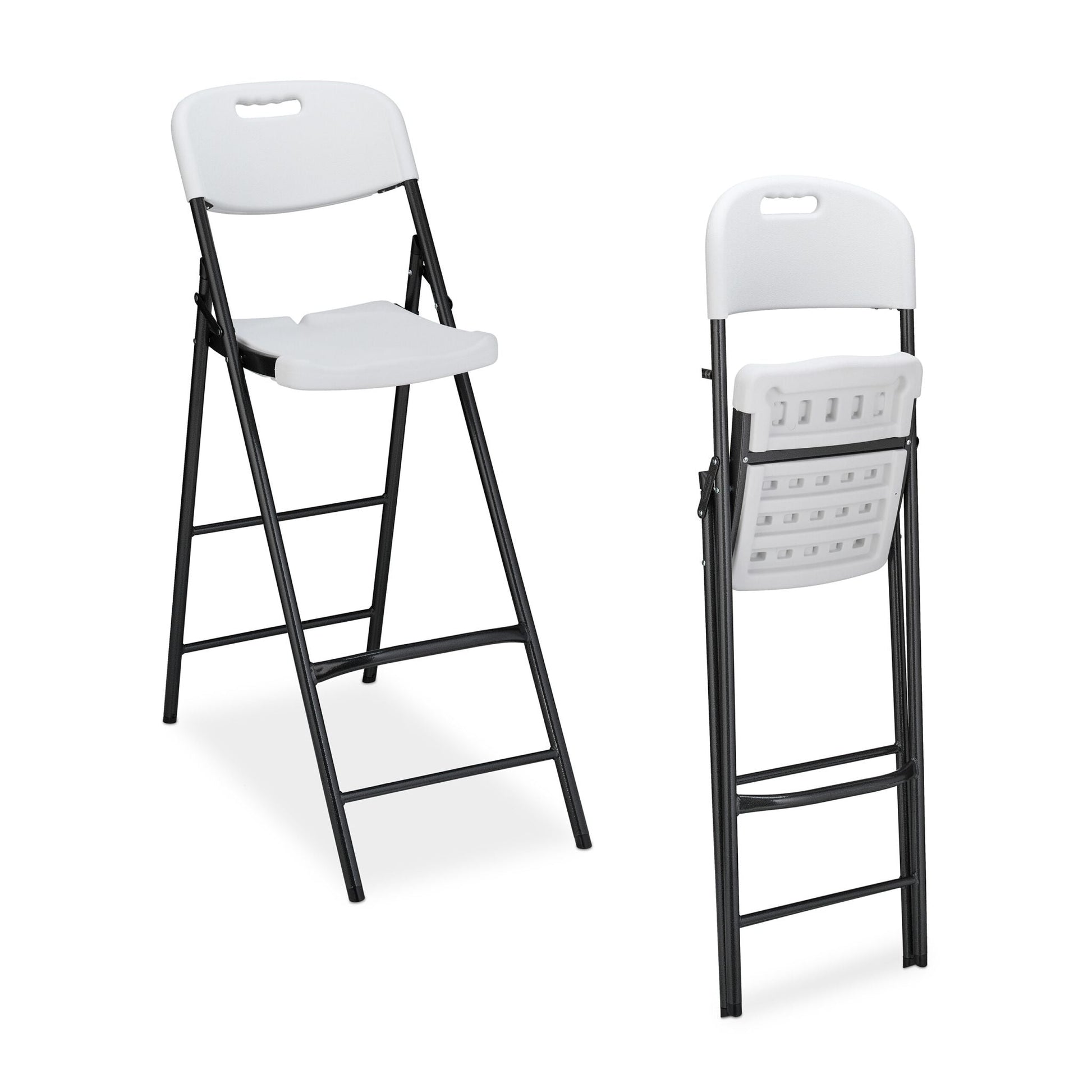 Klappbare Barhocker 2er-Set Weiss-Schwarz von Relaxdays