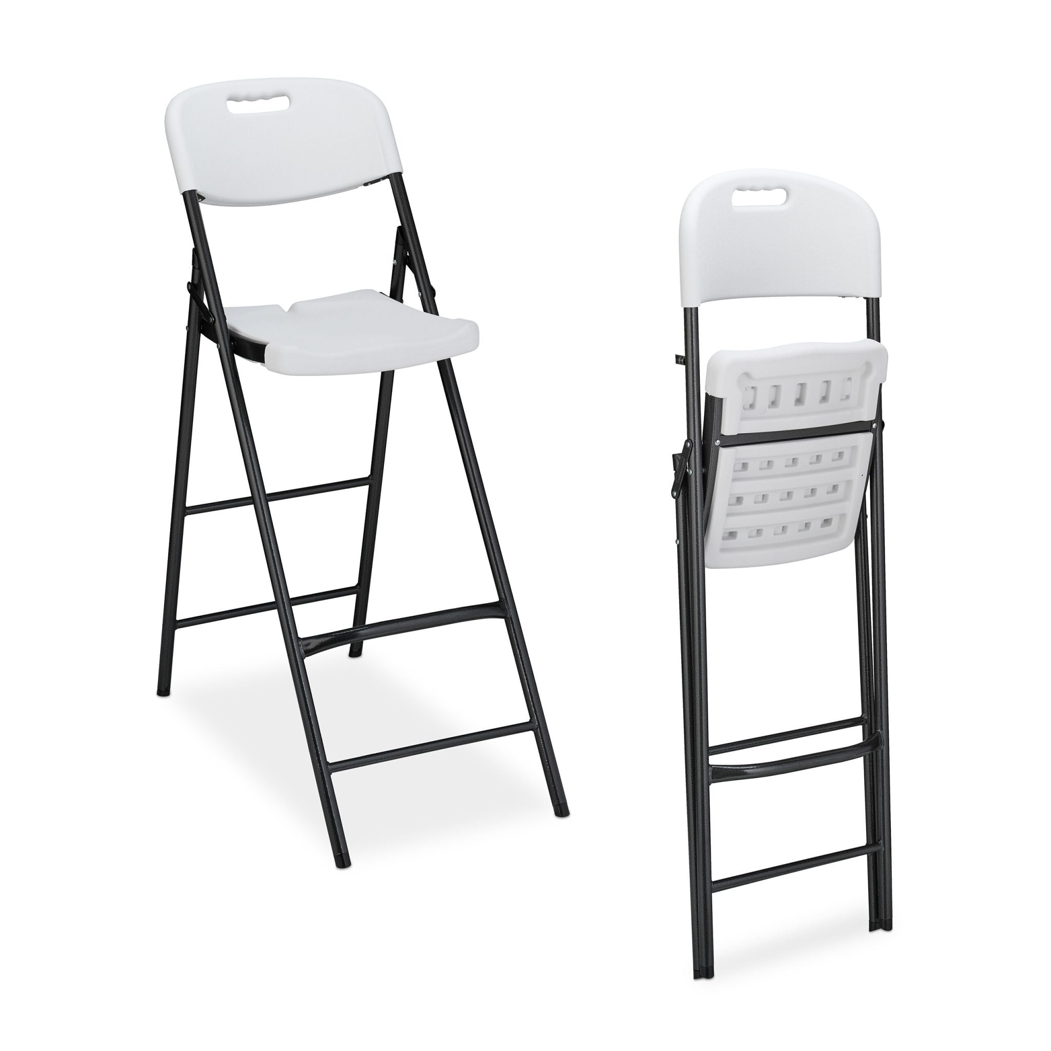 Klappbare Barhocker 2er-Set Weiss-Schwarz von Relaxdays