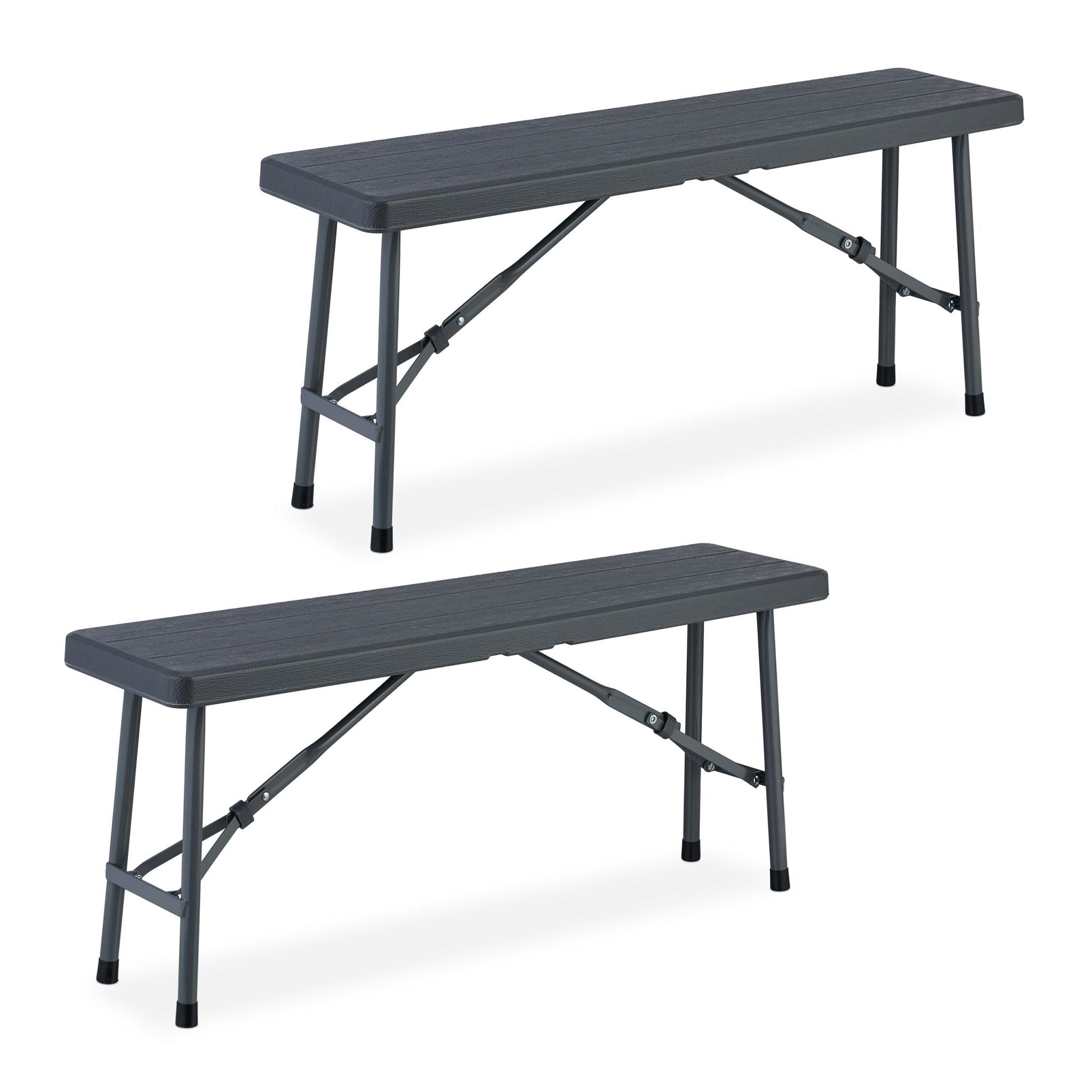 Bierbank 2er-Set Holzoptik Grau von Relaxdays