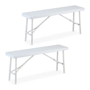 Bierbank 2er-Set Holzoptik Weiss von Relaxdays