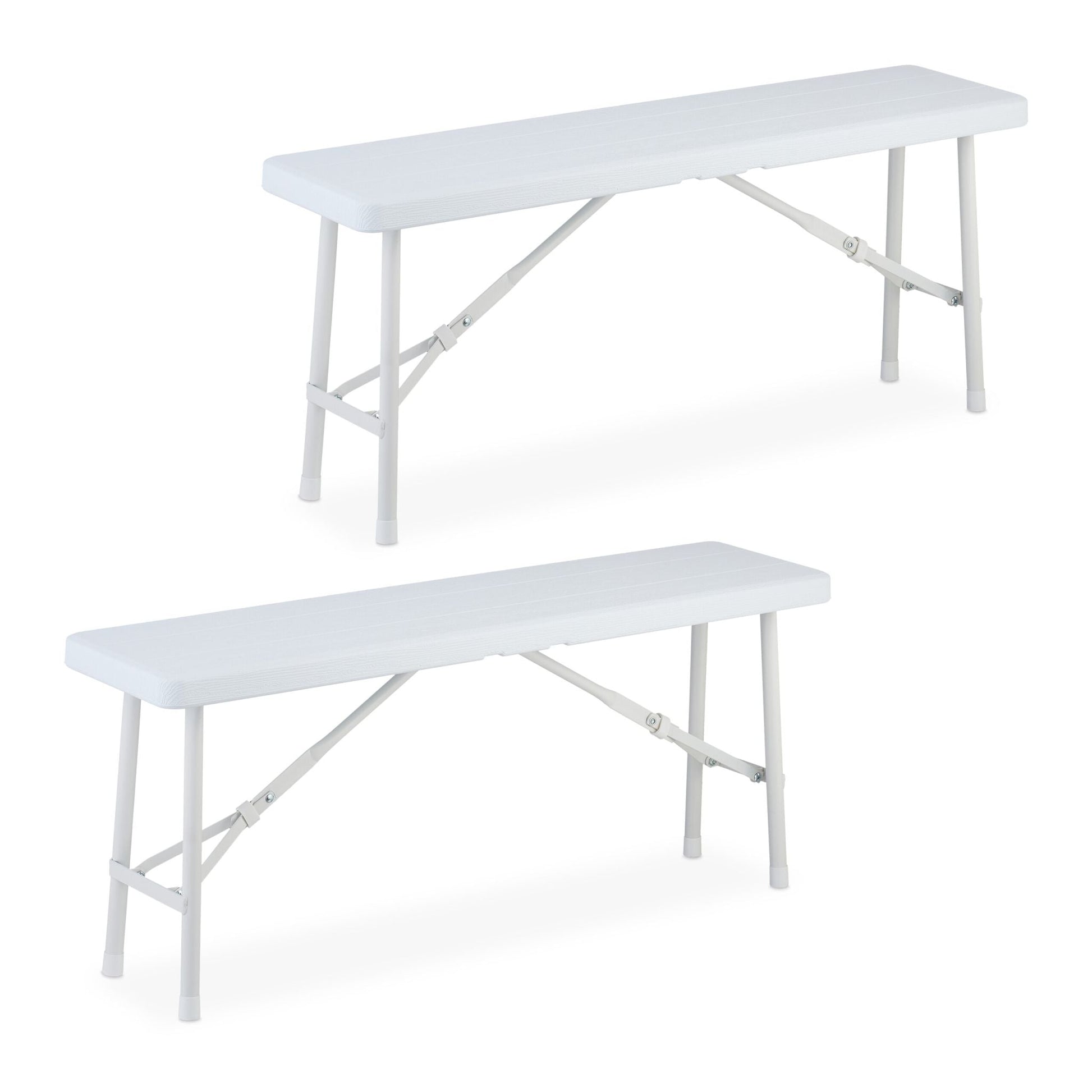 Bierbank 2er-Set Holzoptik Weiss von Relaxdays