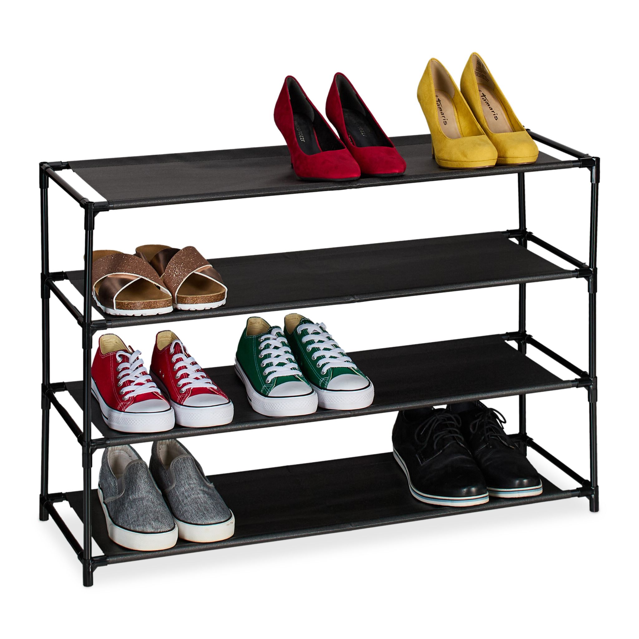 Schuhregal mit Stoffebenen Schwarz von Relaxdays
