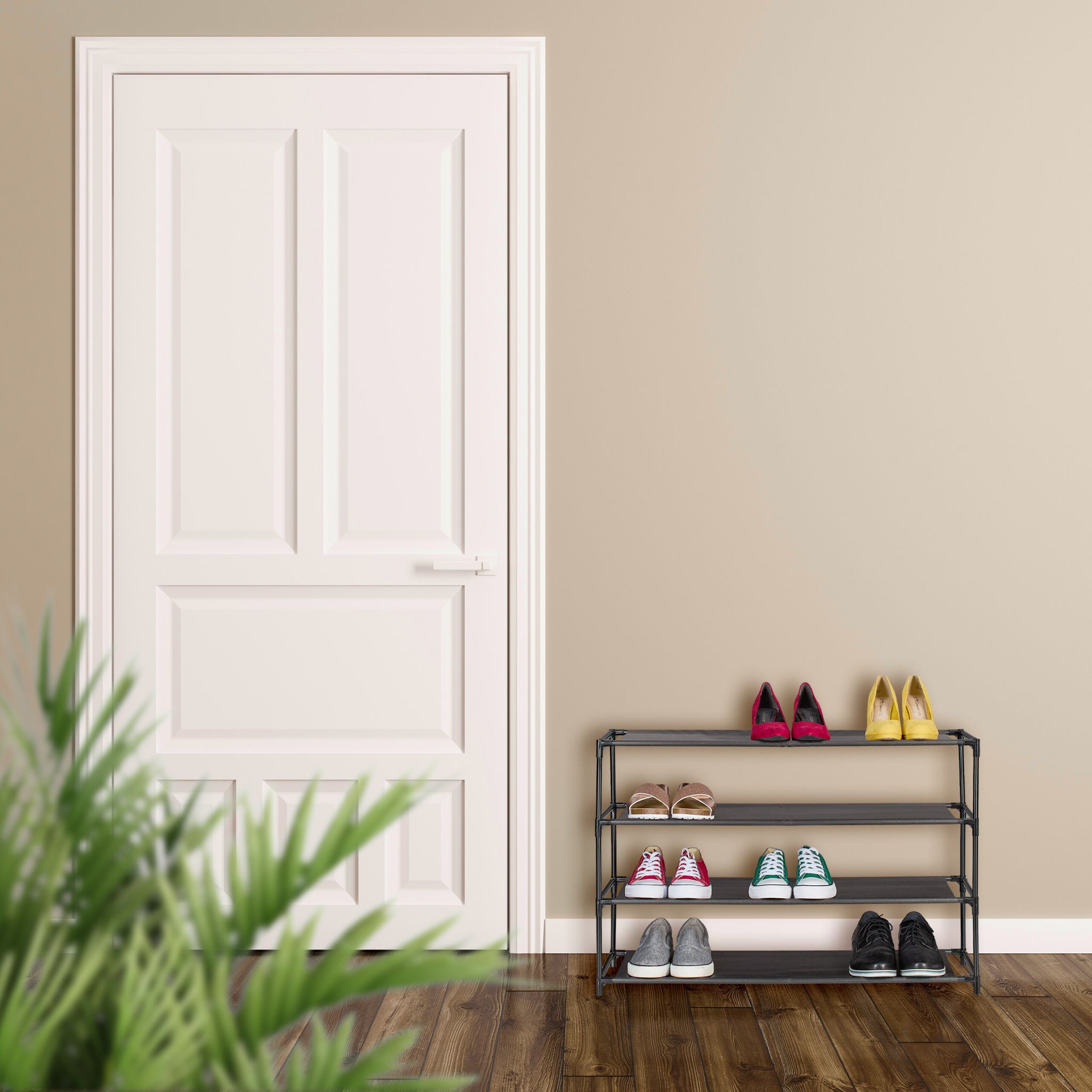 Schuhregal mit Stoffebenen Schwarz von Relaxdays