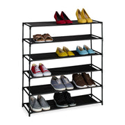 Schuhregal mit Stoffebenen Schwarz von Relaxdays