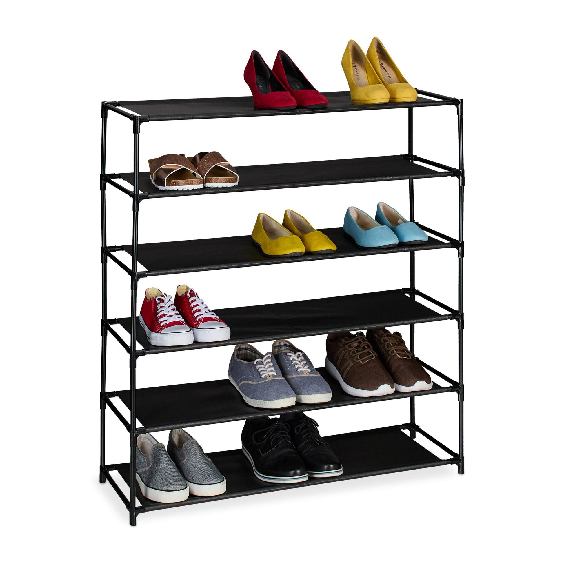 Schuhregal mit Stoffebenen Schwarz von Relaxdays