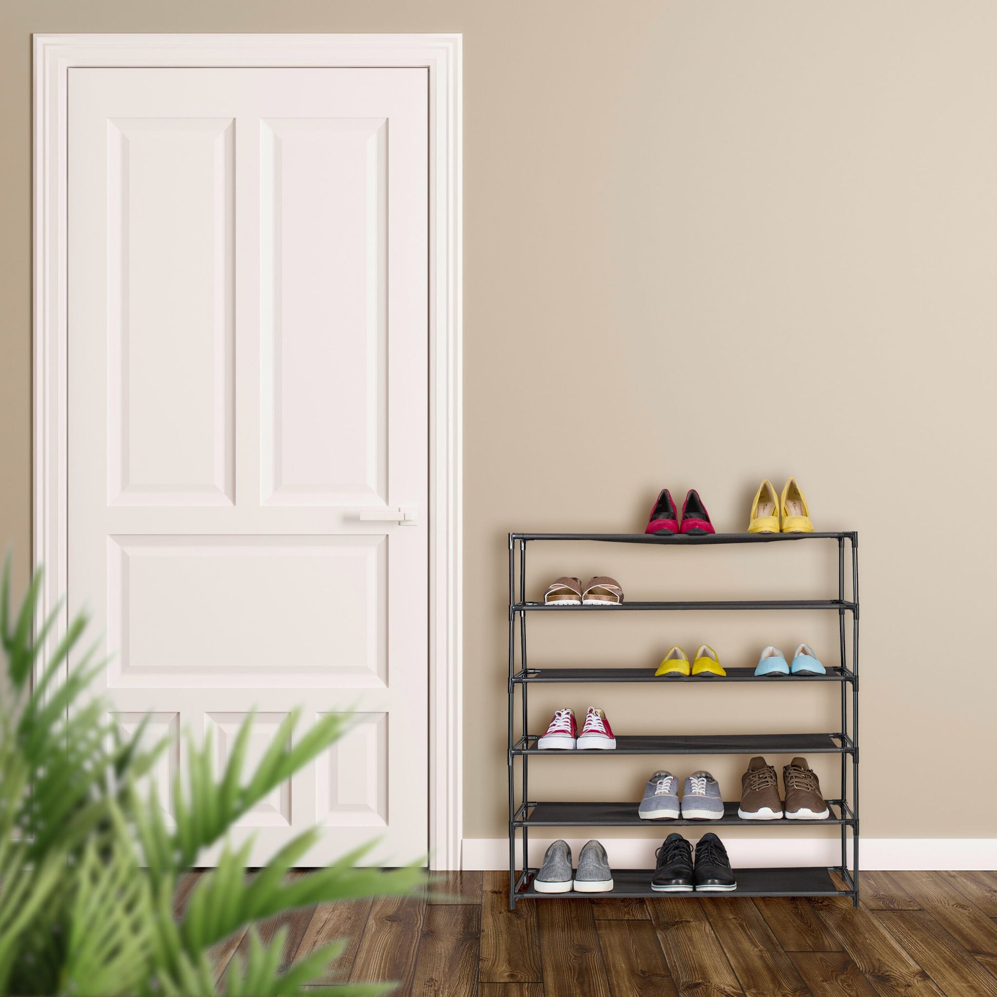 Schuhregal mit Stoffebenen Schwarz von Relaxdays