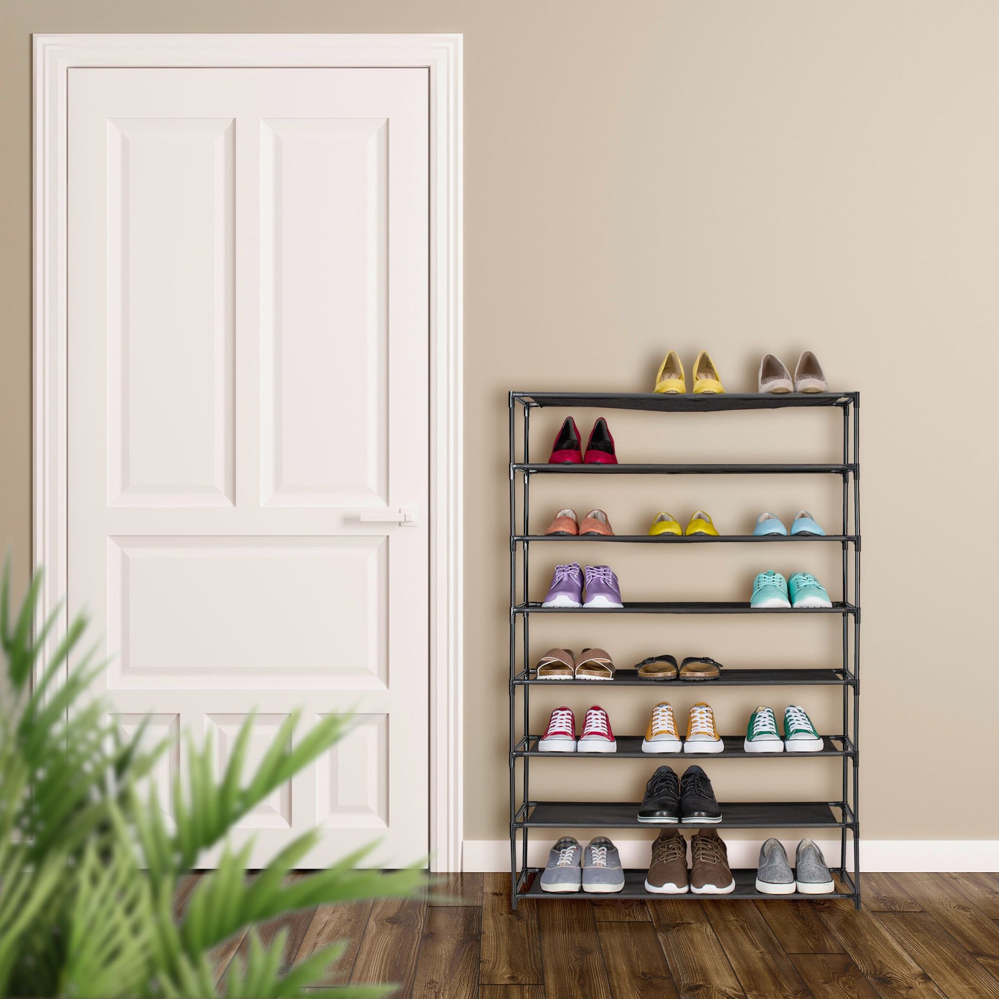Schuhregal mit Stoffebenen Schwarz von Relaxdays