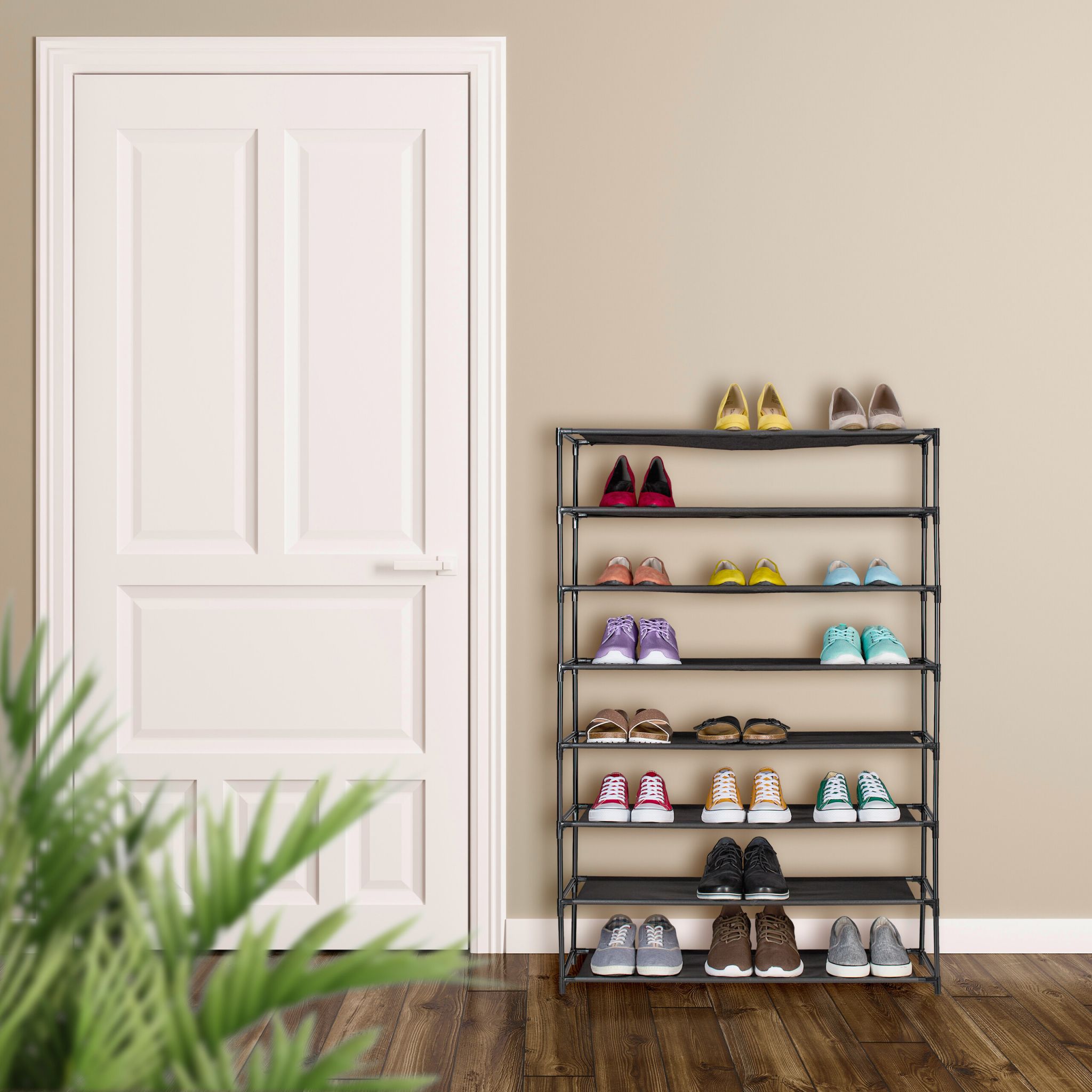 Schuhregal mit Stoffebenen Schwarz von Relaxdays