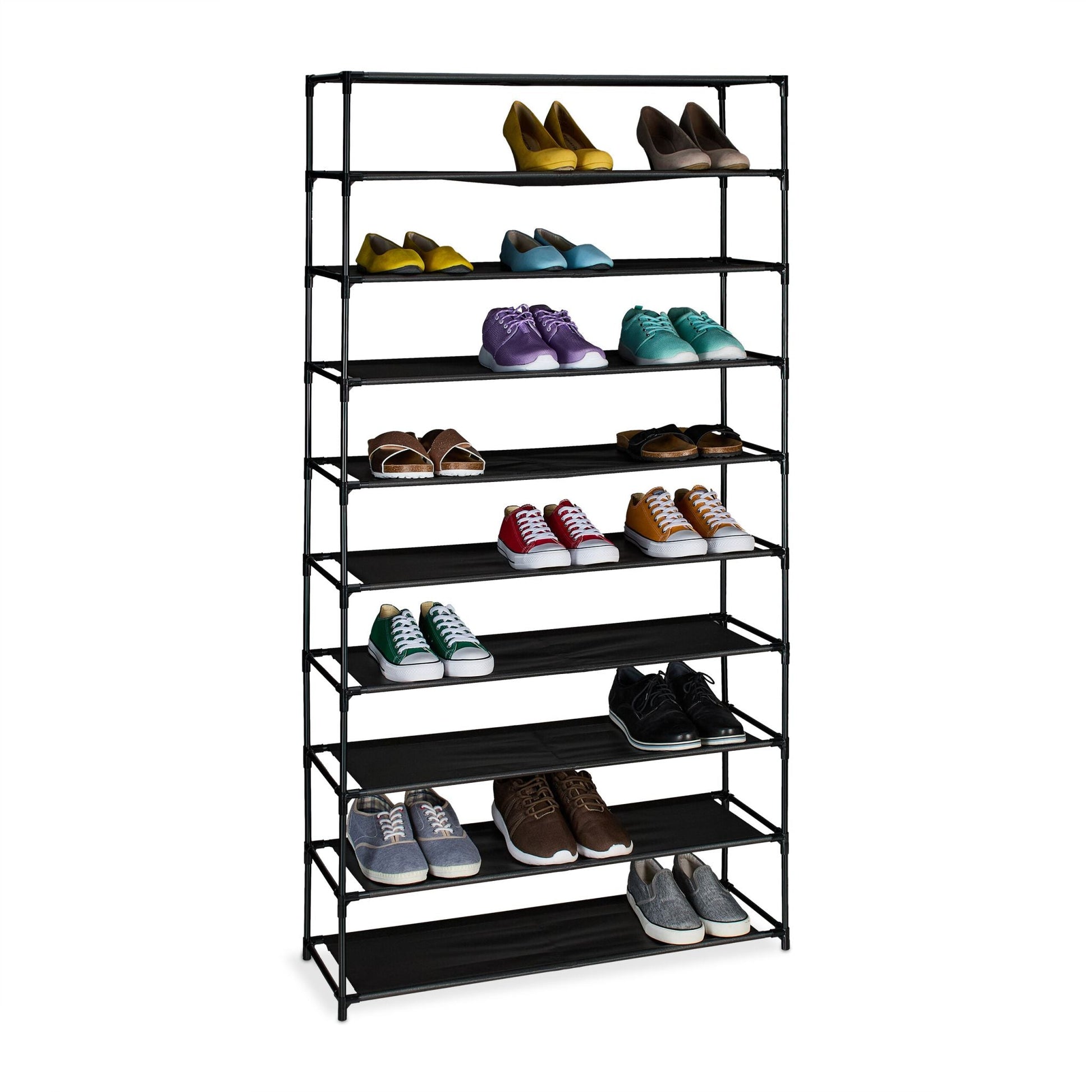 Schuhregal mit Stoffebenen Schwarz von Relaxdays