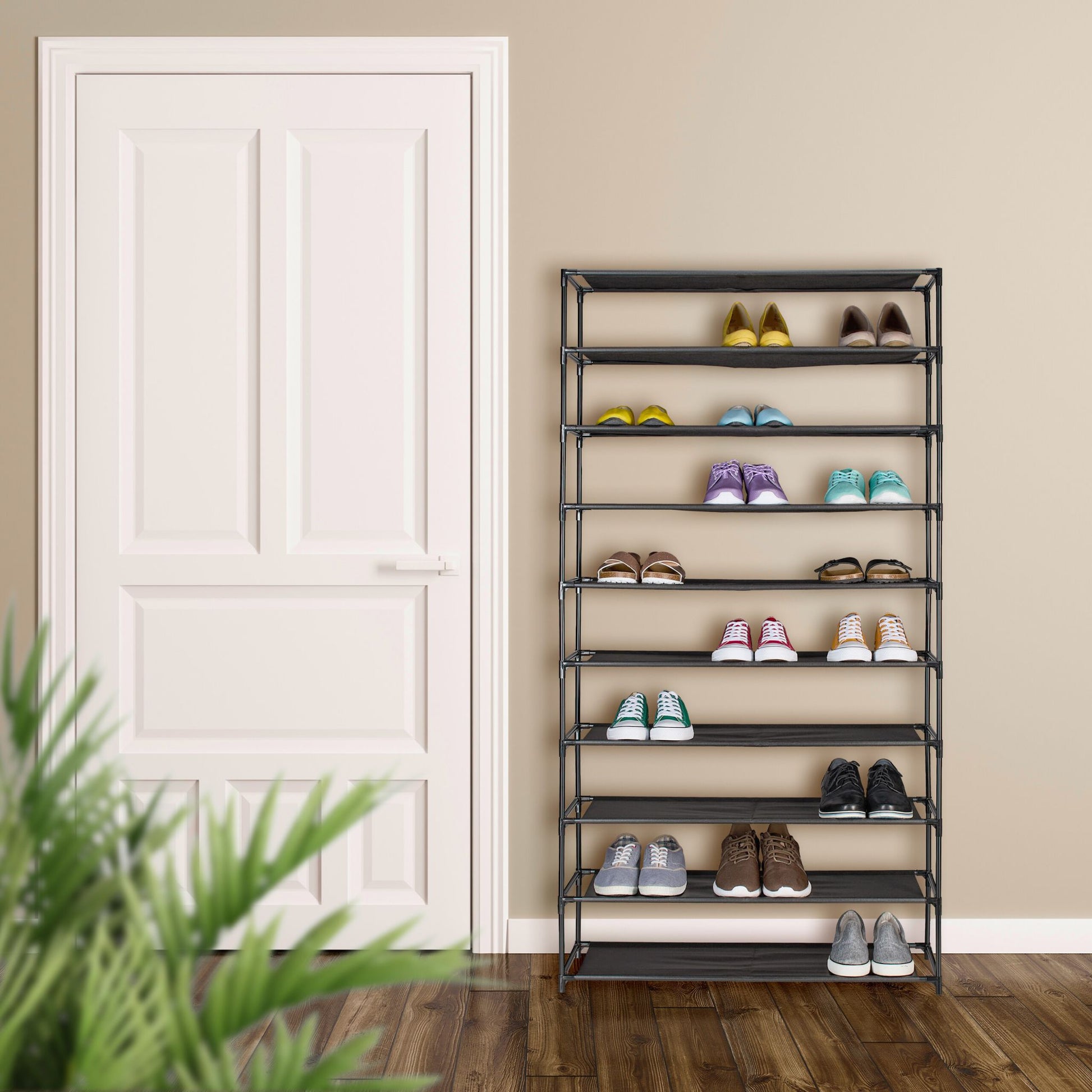 Schuhregal mit Stoffebenen Schwarz von Relaxdays