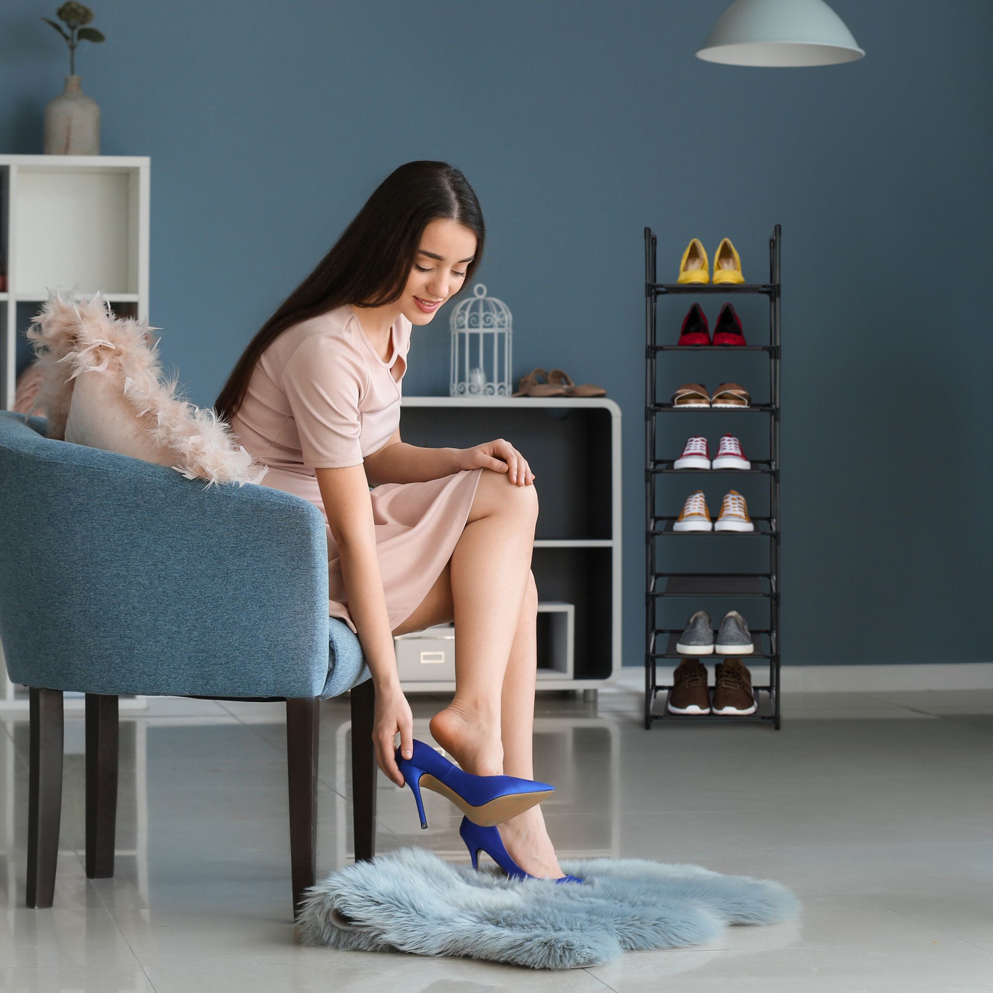 Schuhregal schmal Schwarz-Grau von Relaxdays