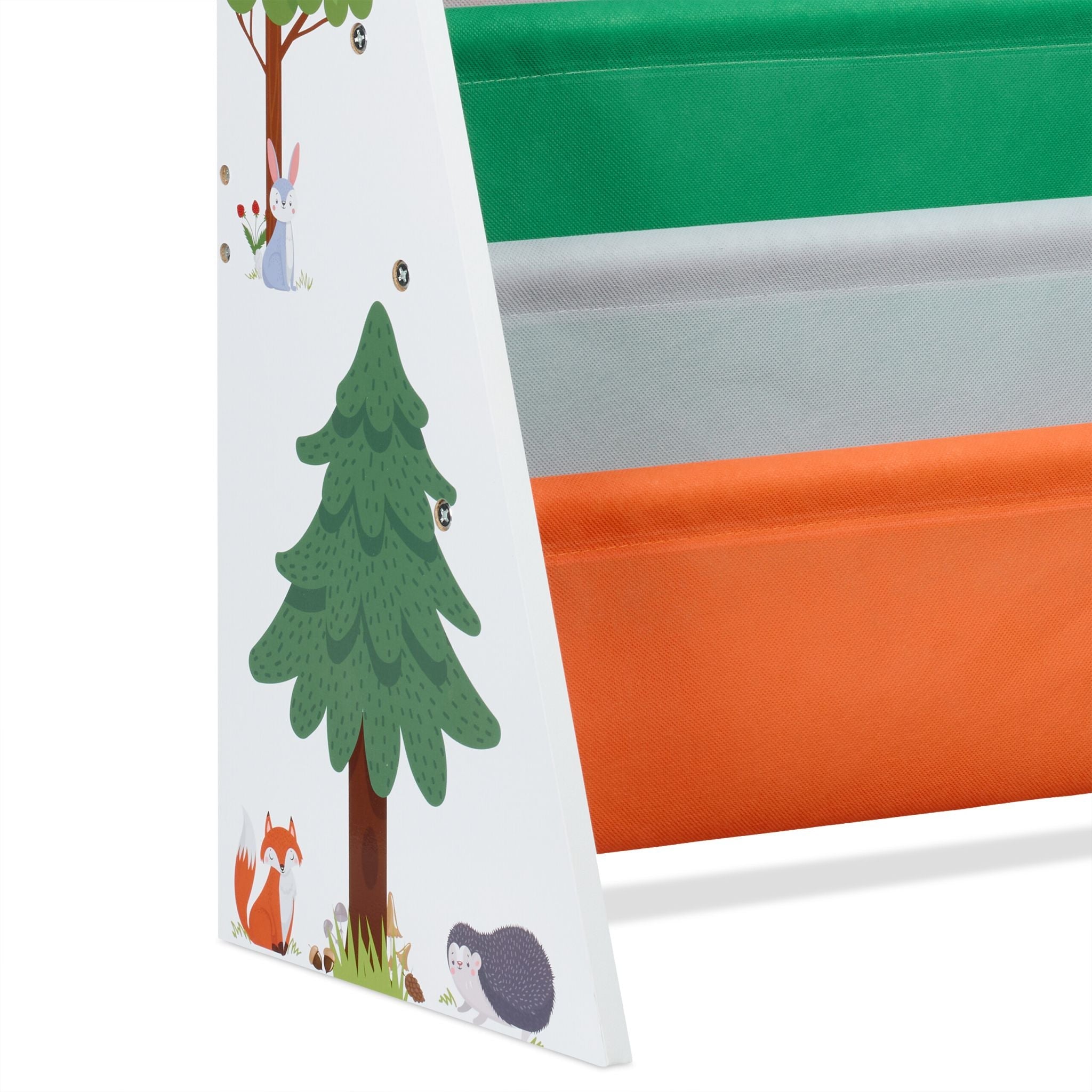 Bücherregal Kinder Waldtiere Weiss-Dunkelgrün-Orange von guteszeug.ch