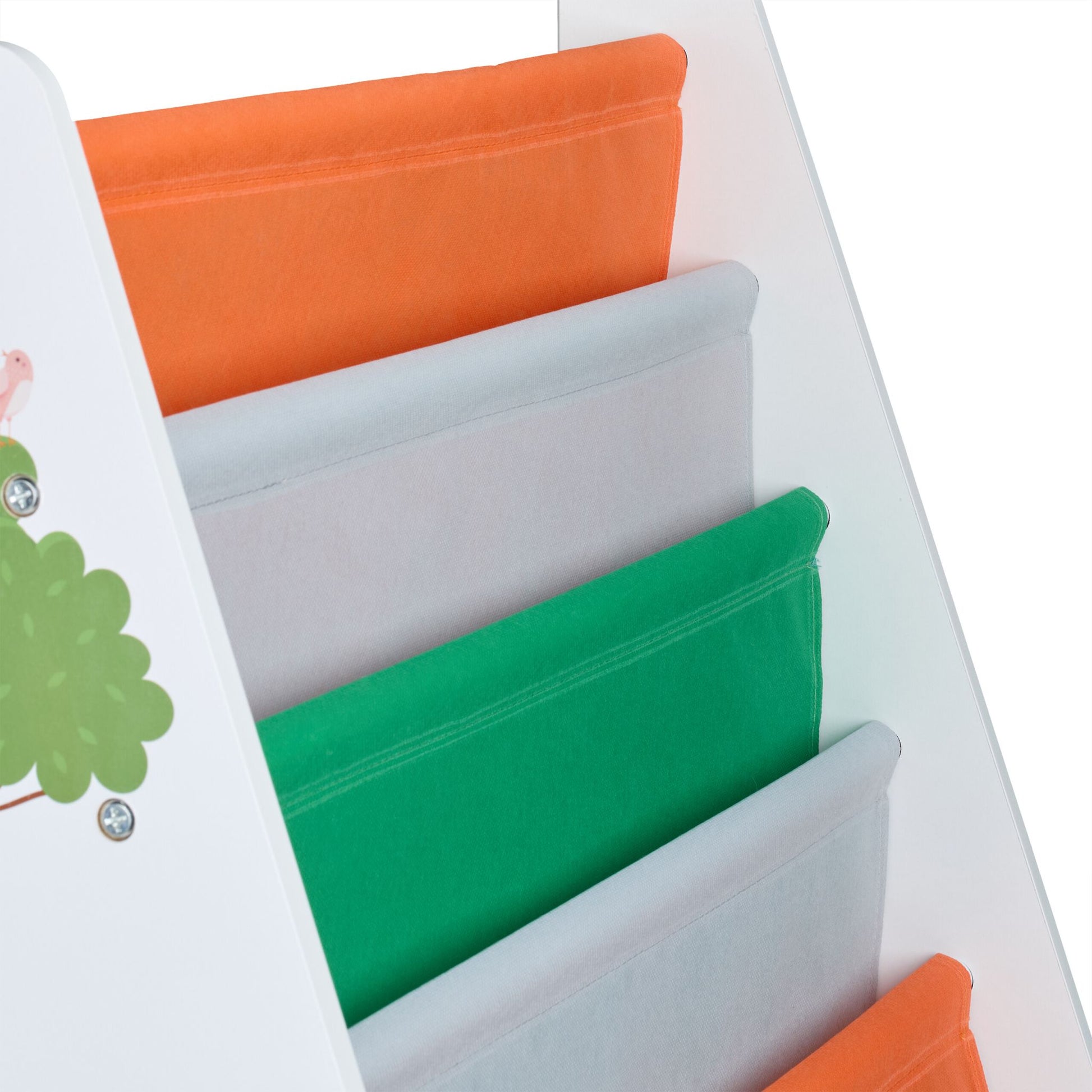 Bücherregal Kinder Waldtiere Weiss-Dunkelgrün-Orange von guteszeug.ch