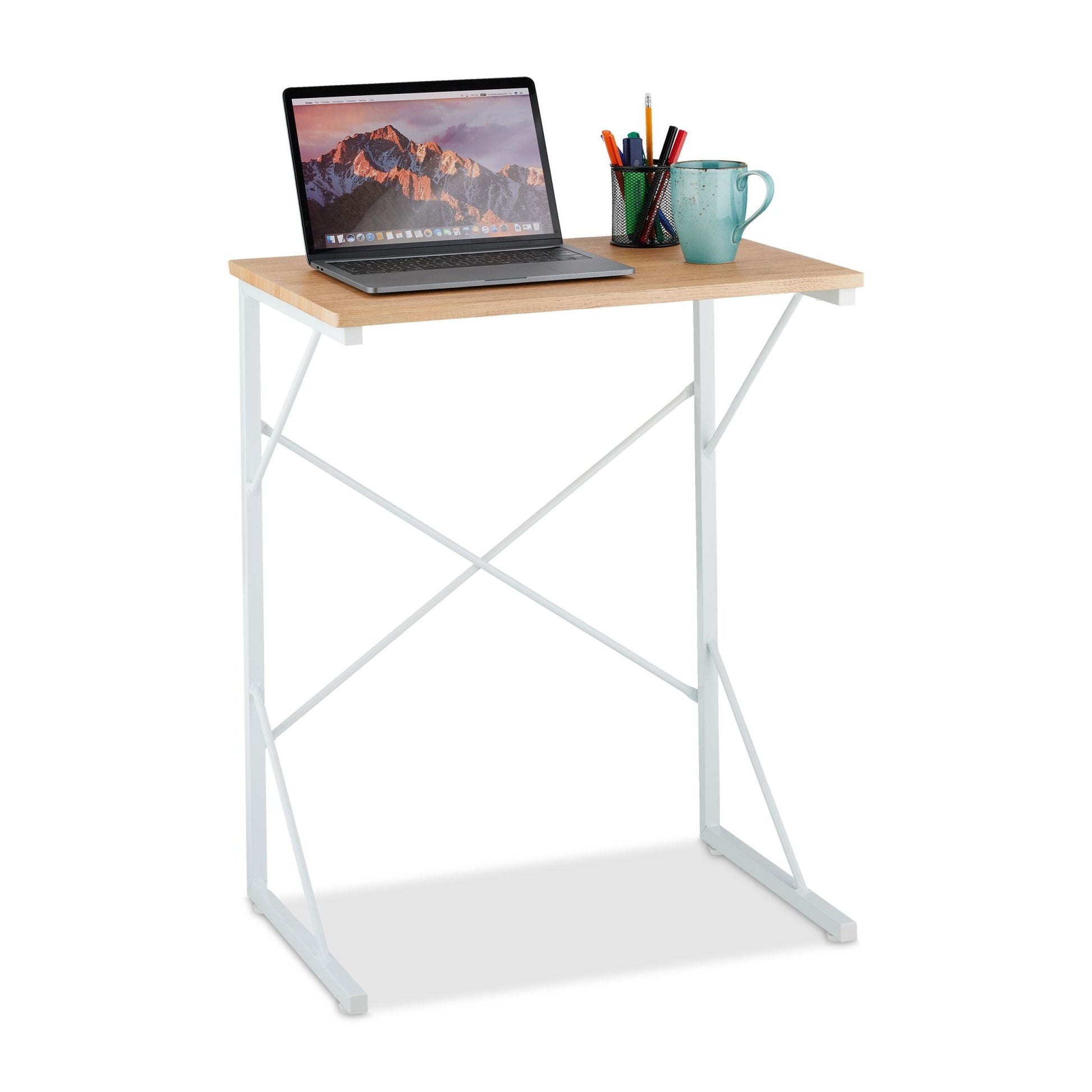Kleiner Schreibtisch Weiss-Hellbraun von Relaxdays